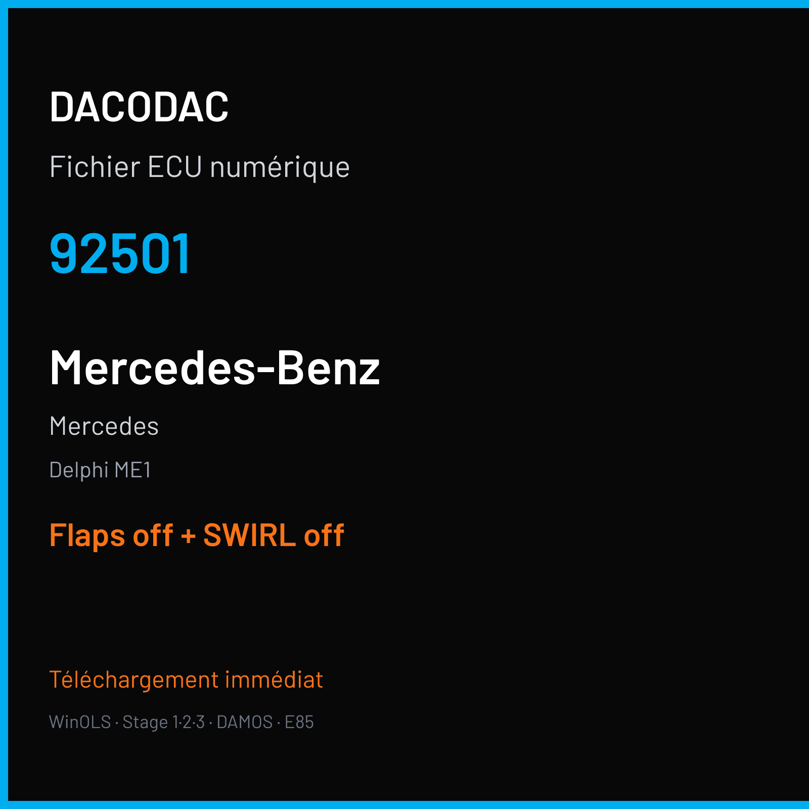 Mercedes — Delphi ME1 — 92501 — Flaps off + SWIRL off