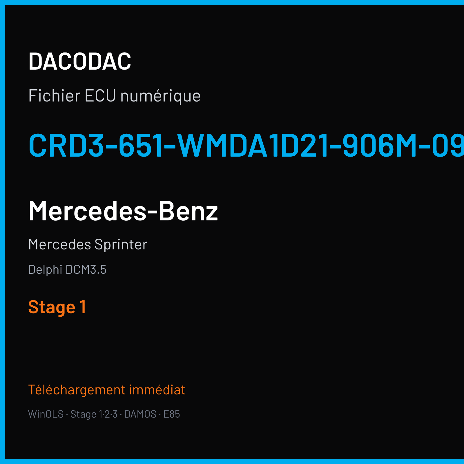 Mercedes Sprinter (2013) — Delphi DCM3.5 — CRD3-651-WMDA1D21-906M-095KW-4CSL2S-EU5OP-EF-DS17-00 — Stage 1