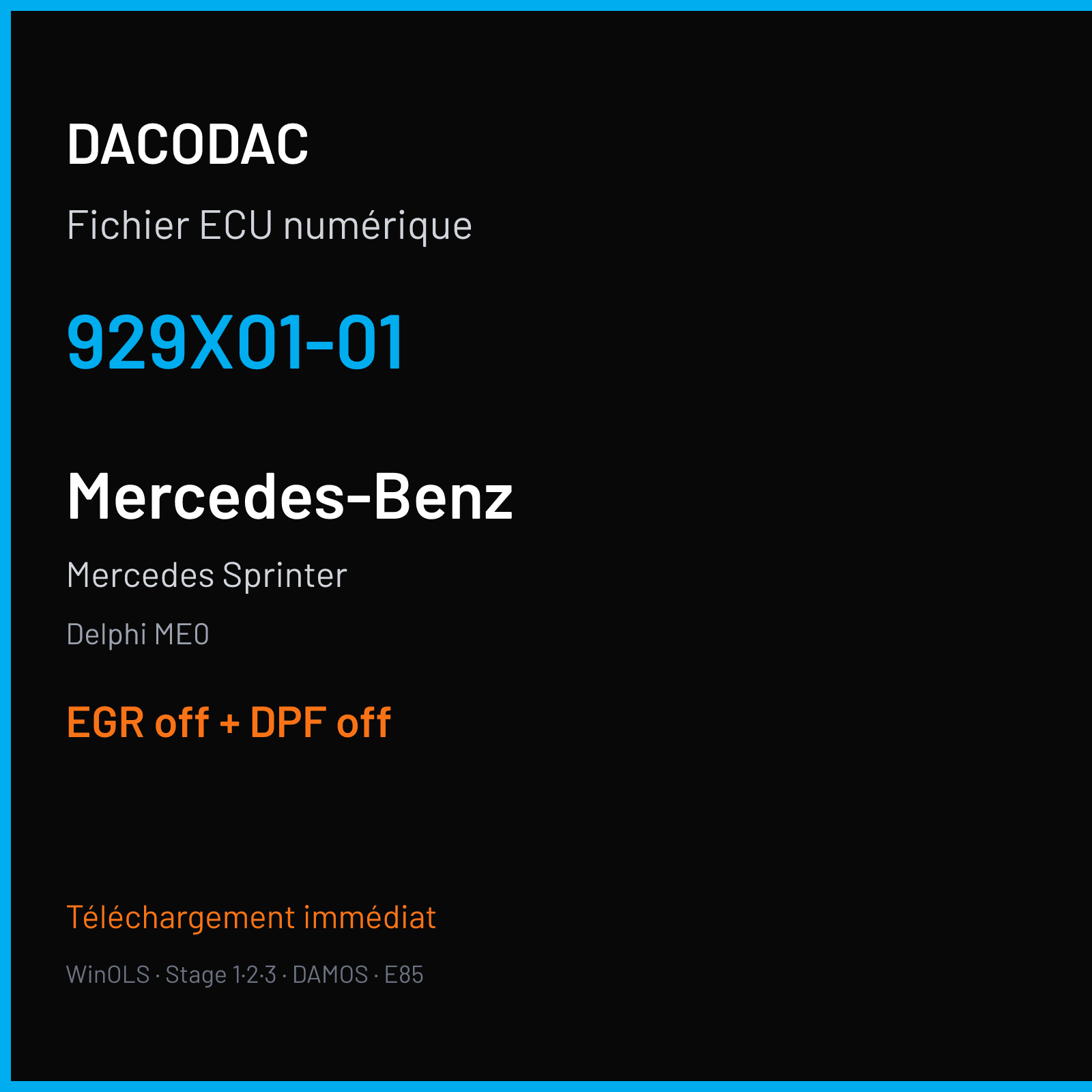 Mercedes Sprinter (2010) — Delphi ME0 — 929X01-01 — EGR off + DPF off