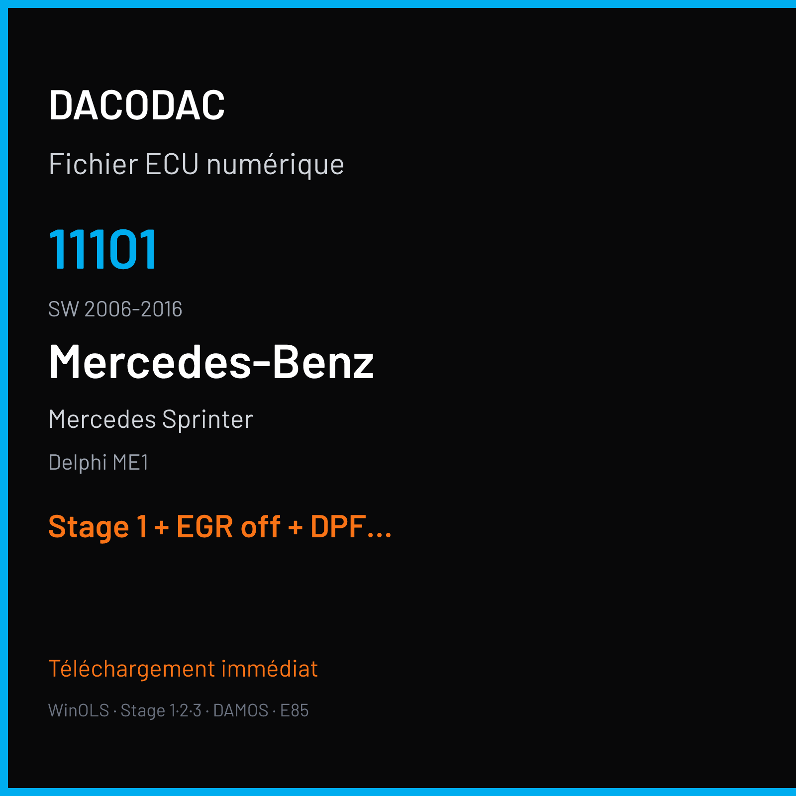 Mercedes Sprinter (2012) — Delphi ME1 — 11101 · 2006-2016 — Stage 1 + EGR off + DPF off + VMAX off