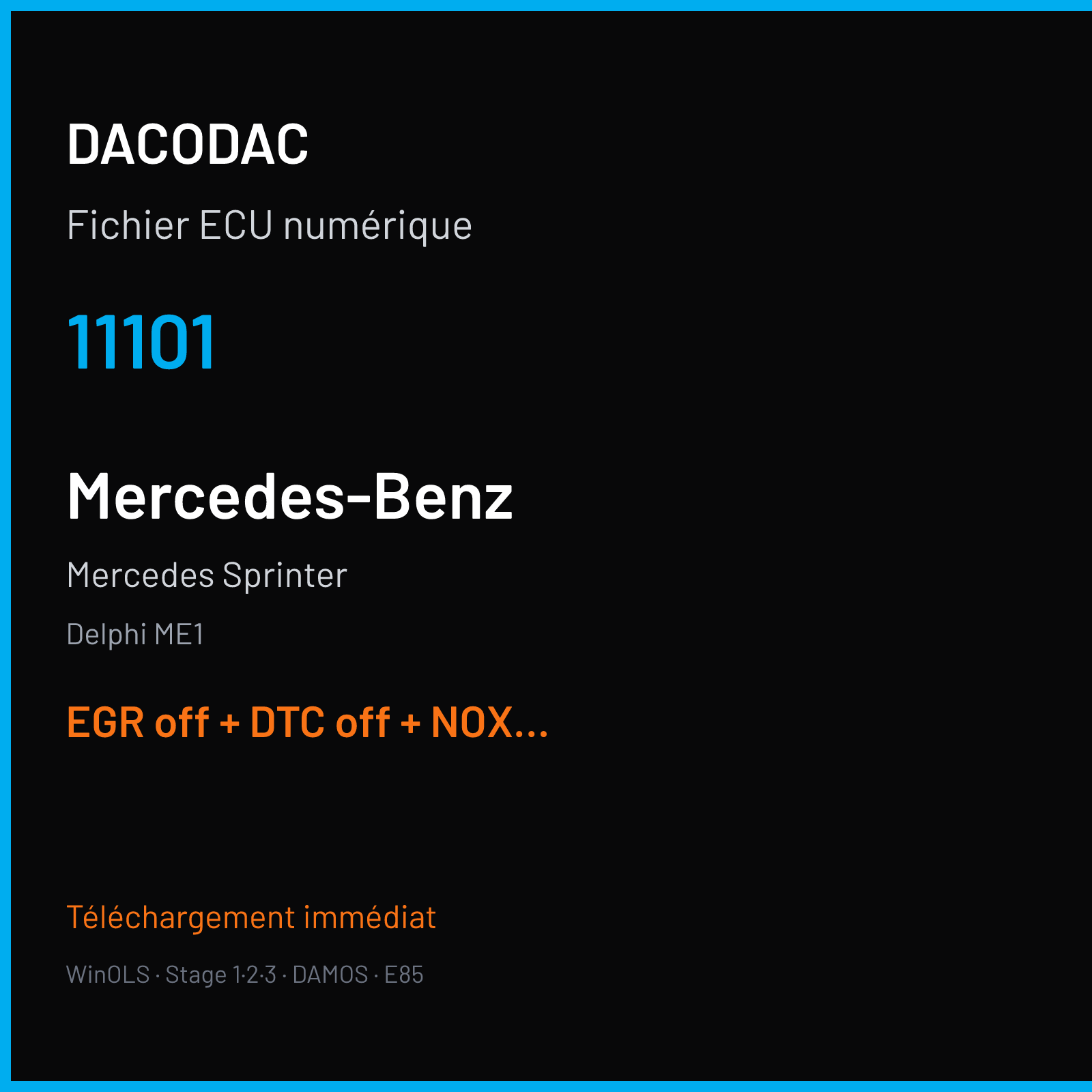 Mercedes Sprinter (2011) — Delphi ME1 — 11101 — EGR off + DTC off + NOX off