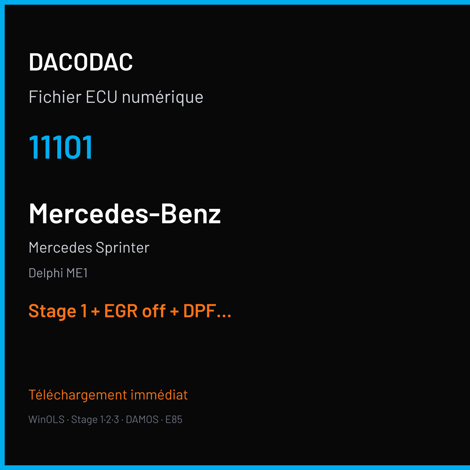 Mercedes Sprinter (2010) — Delphi ME1 — 11101 — Stage 1 + EGR off + DPF off + VMAX off