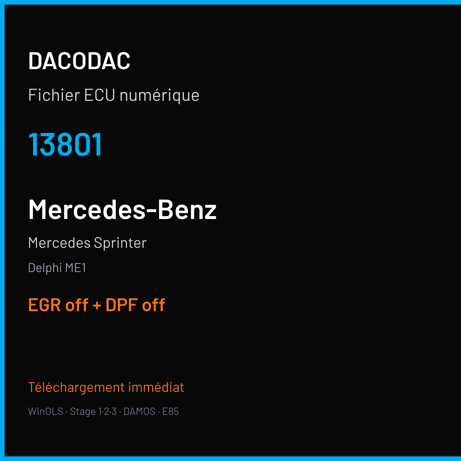 Mercedes Sprinter (2012) — Delphi ME1 — 13801 — EGR off + DPF off