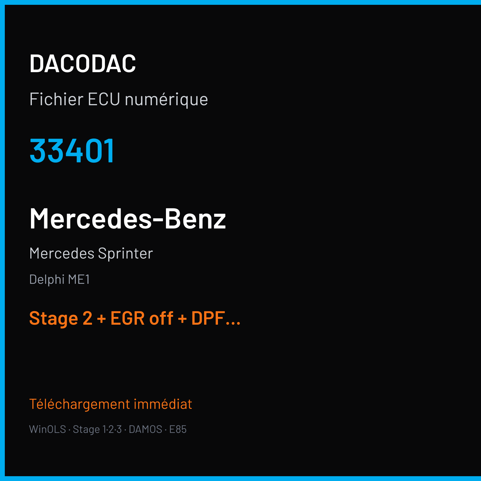 Mercedes Sprinter (2013) — Delphi ME1 — 33401 — Stage 2 + EGR off + DPF off + VMAX off