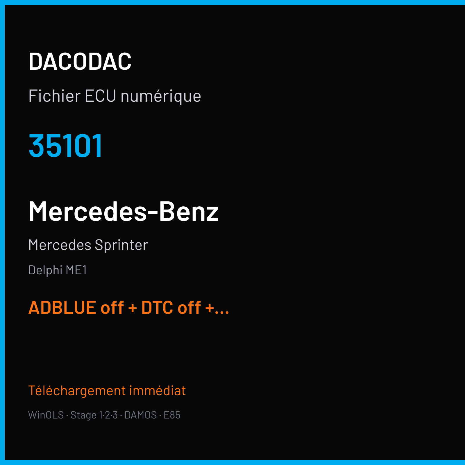 Mercedes Sprinter (2014) — Delphi ME1 — 35101 — ADBLUE off + DTC off + MAF off