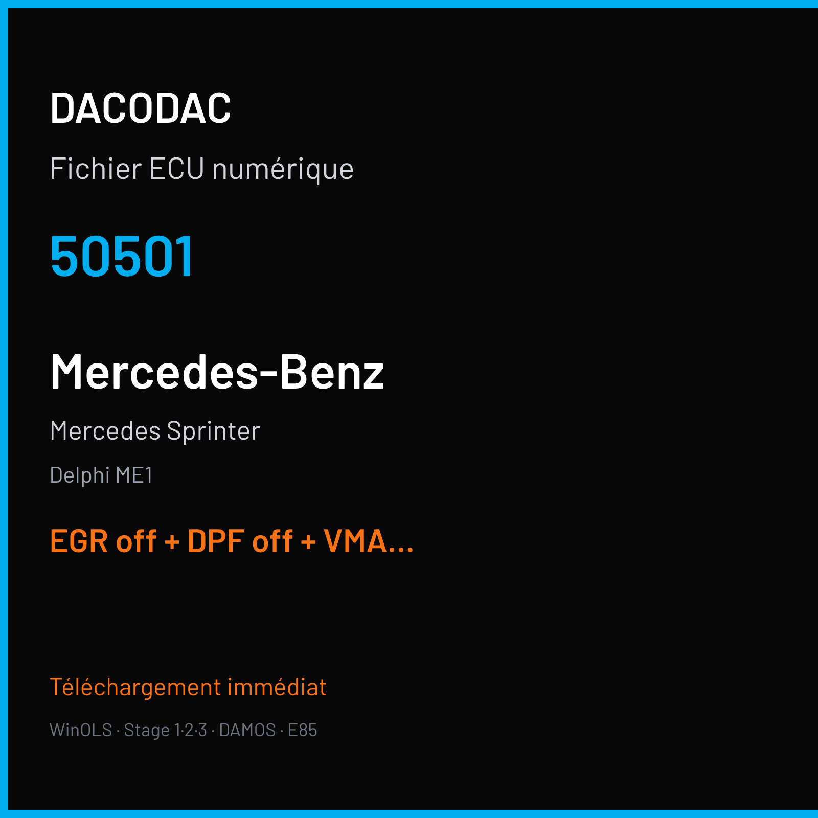 Mercedes Sprinter (2011) — Delphi ME1 — 50501 — EGR off + DPF off + VMAX off