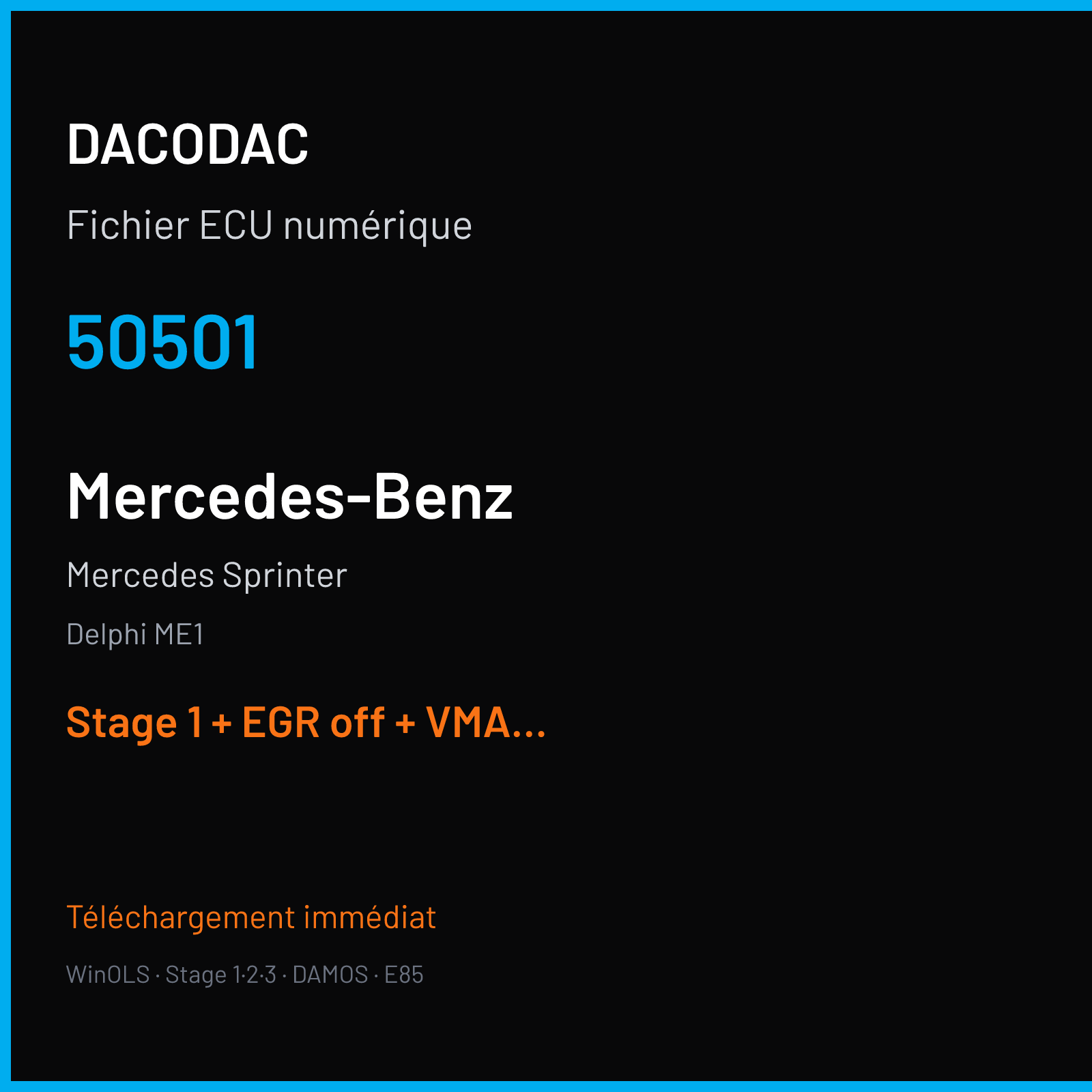 Mercedes Sprinter (2010) — Delphi ME1 — 50501 — Stage 1 + EGR off + VMAX off