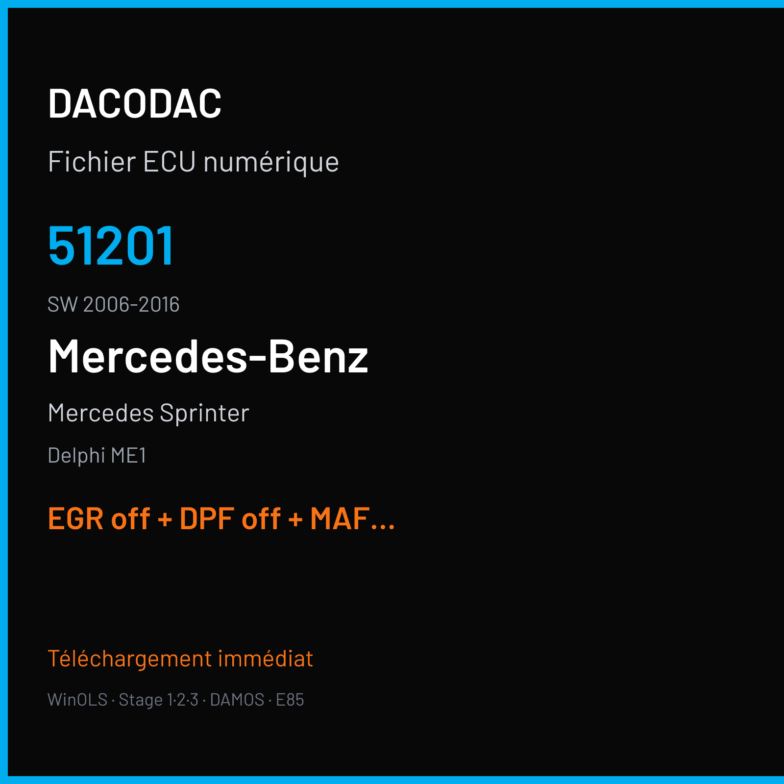 Mercedes Sprinter (2009) — Delphi ME1 — 51201 · 2006-2016 — EGR off + DPF off + MAF off