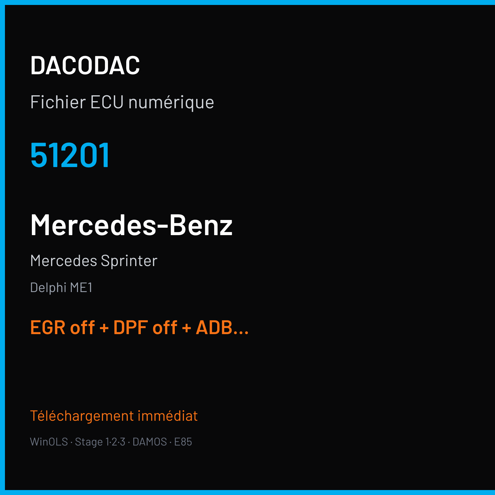 Mercedes Sprinter (2014) — Delphi ME1 — 51201 — EGR off + DPF off + ADBLUE off + DTC off