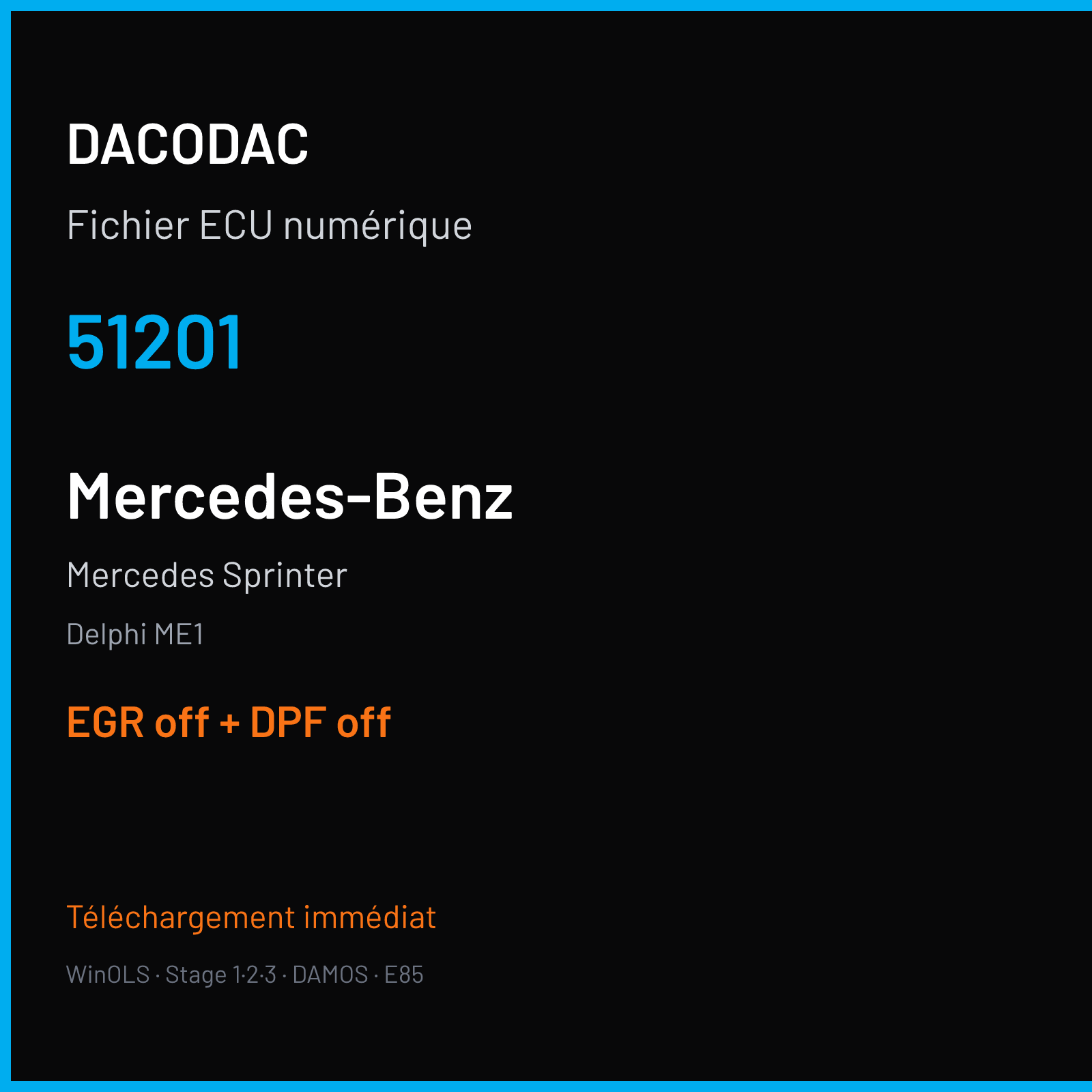 Mercedes Sprinter (2015) — Delphi ME1 — 51201 — EGR off + DPF off