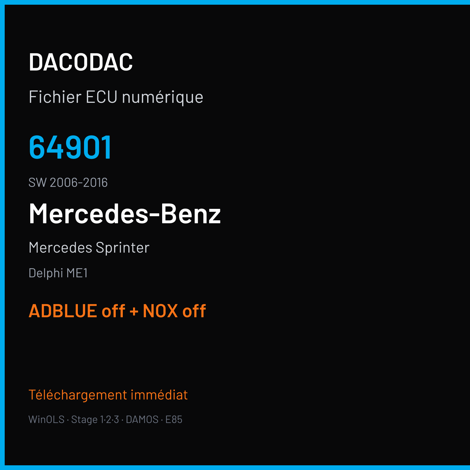 Mercedes Sprinter (2015) — Delphi ME1 — 64901 · 2006-2016 — ADBLUE off + NOX off