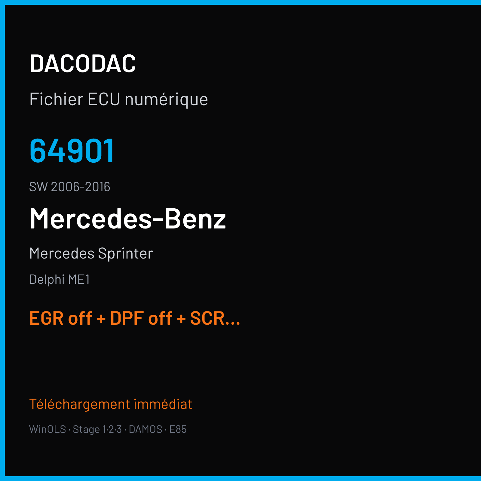 Mercedes Sprinter (2016) — Delphi ME1 — 64901 · 2006-2016 — EGR off + DPF off + SCR off