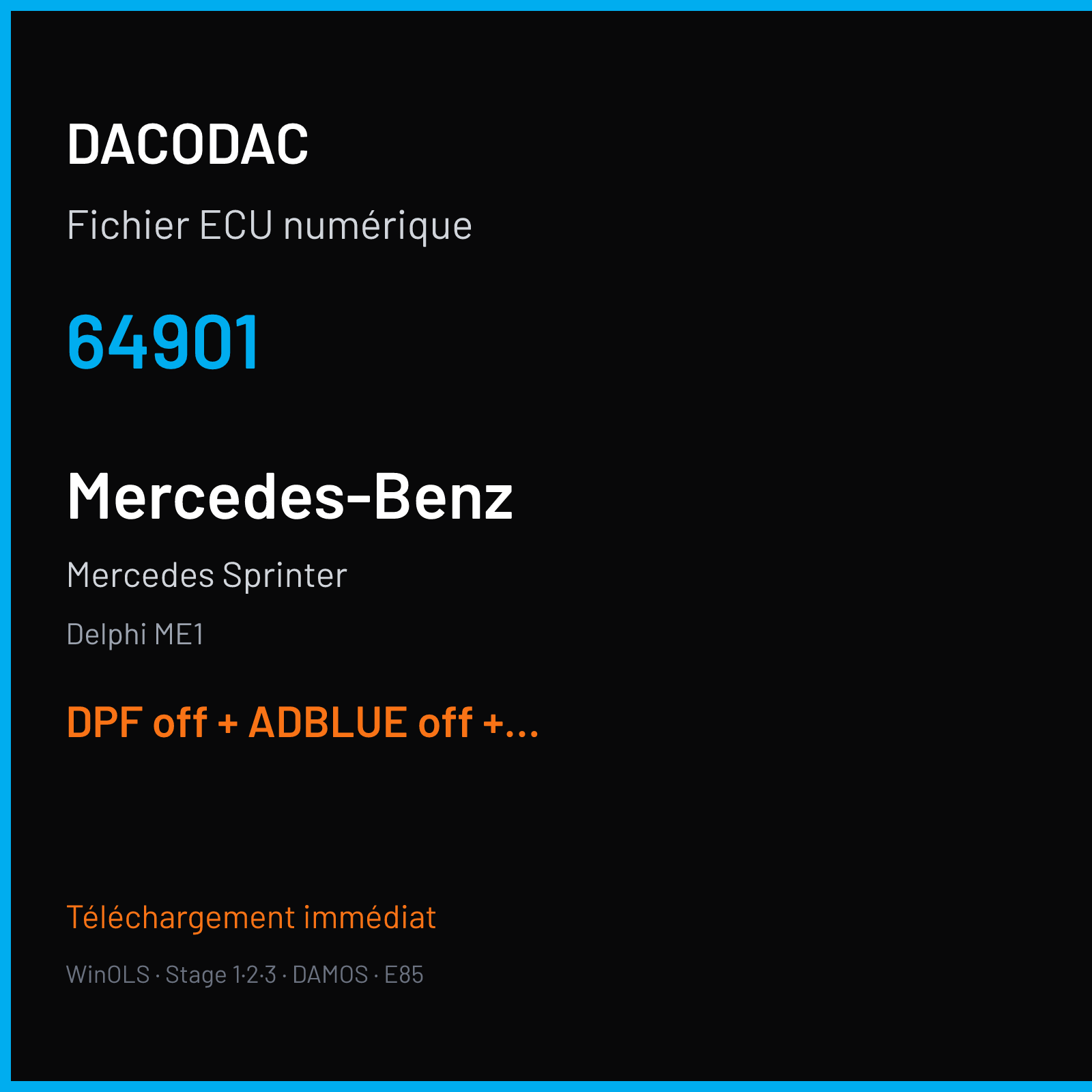 Mercedes Sprinter (2014) — Delphi ME1 — 64901 — DPF off + ADBLUE off + VMAX off + MAF off