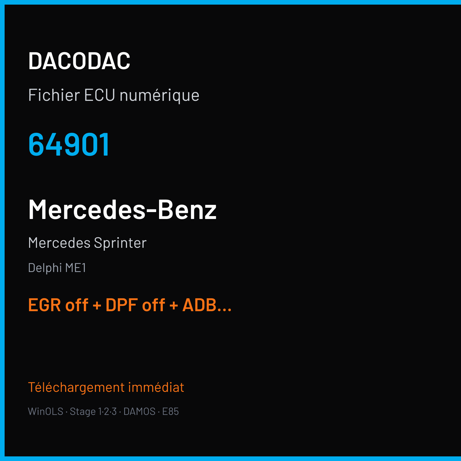 Mercedes Sprinter (2017) — Delphi ME1 — 64901 — EGR off + DPF off + ADBLUE off + VMAX off