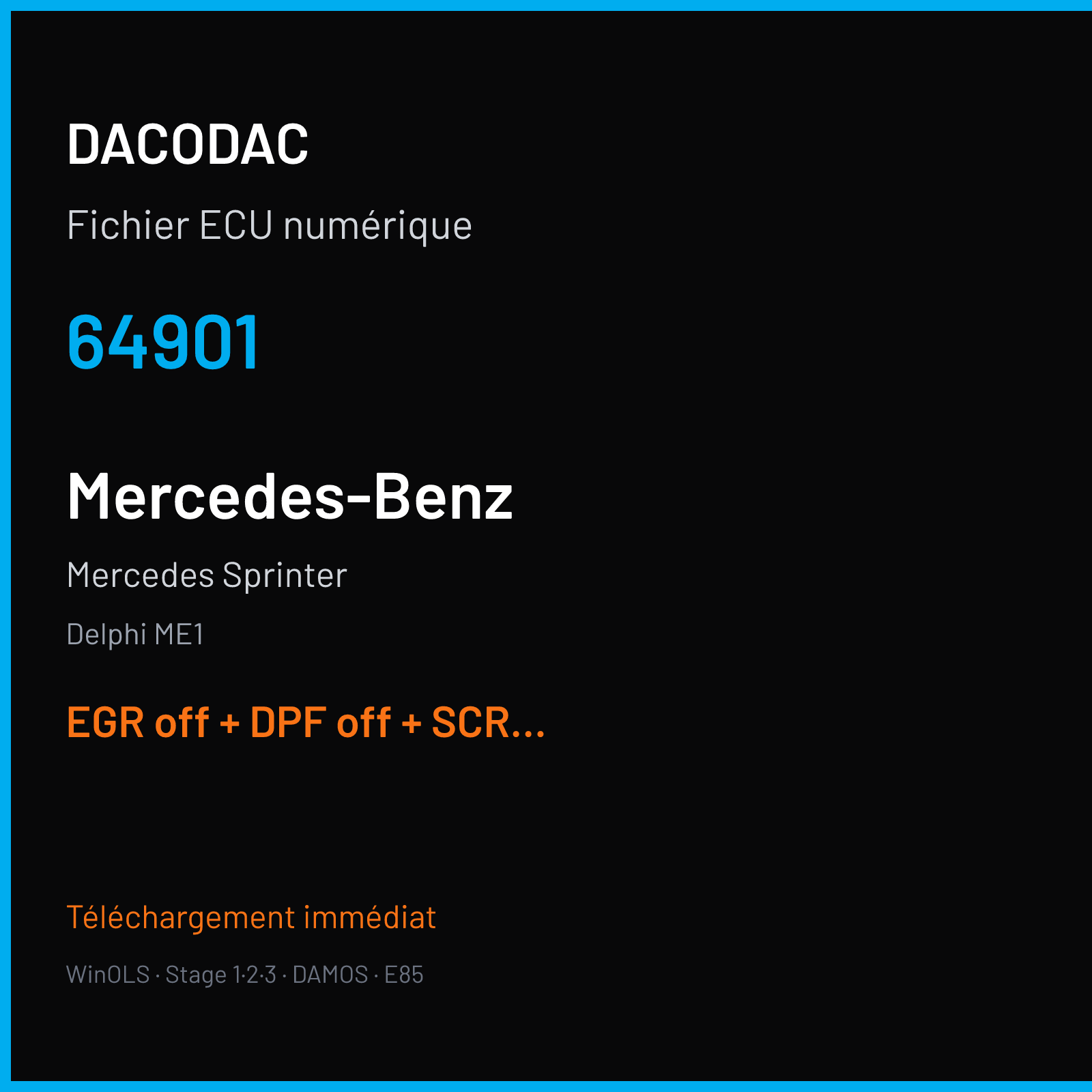 Mercedes Sprinter — Delphi ME1 — 64901 — EGR off + DPF off + SCR off