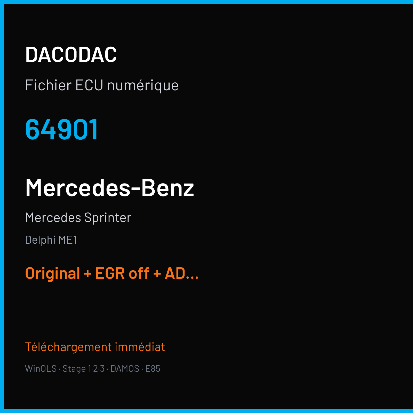Mercedes Sprinter (2017) — Delphi ME1 — 64901 — Original + EGR off + ADBLUE off