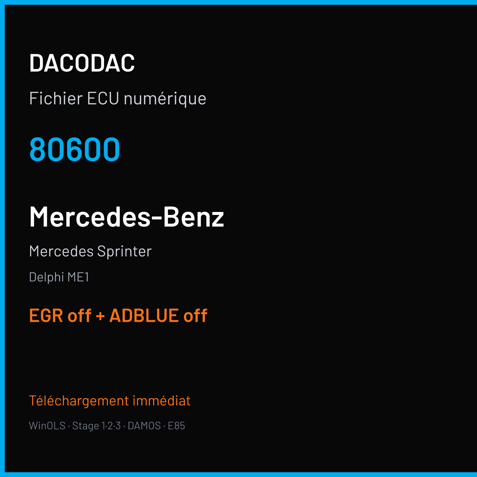 Mercedes Sprinter (2018) — Delphi ME1 — 80600 — EGR off + ADBLUE off