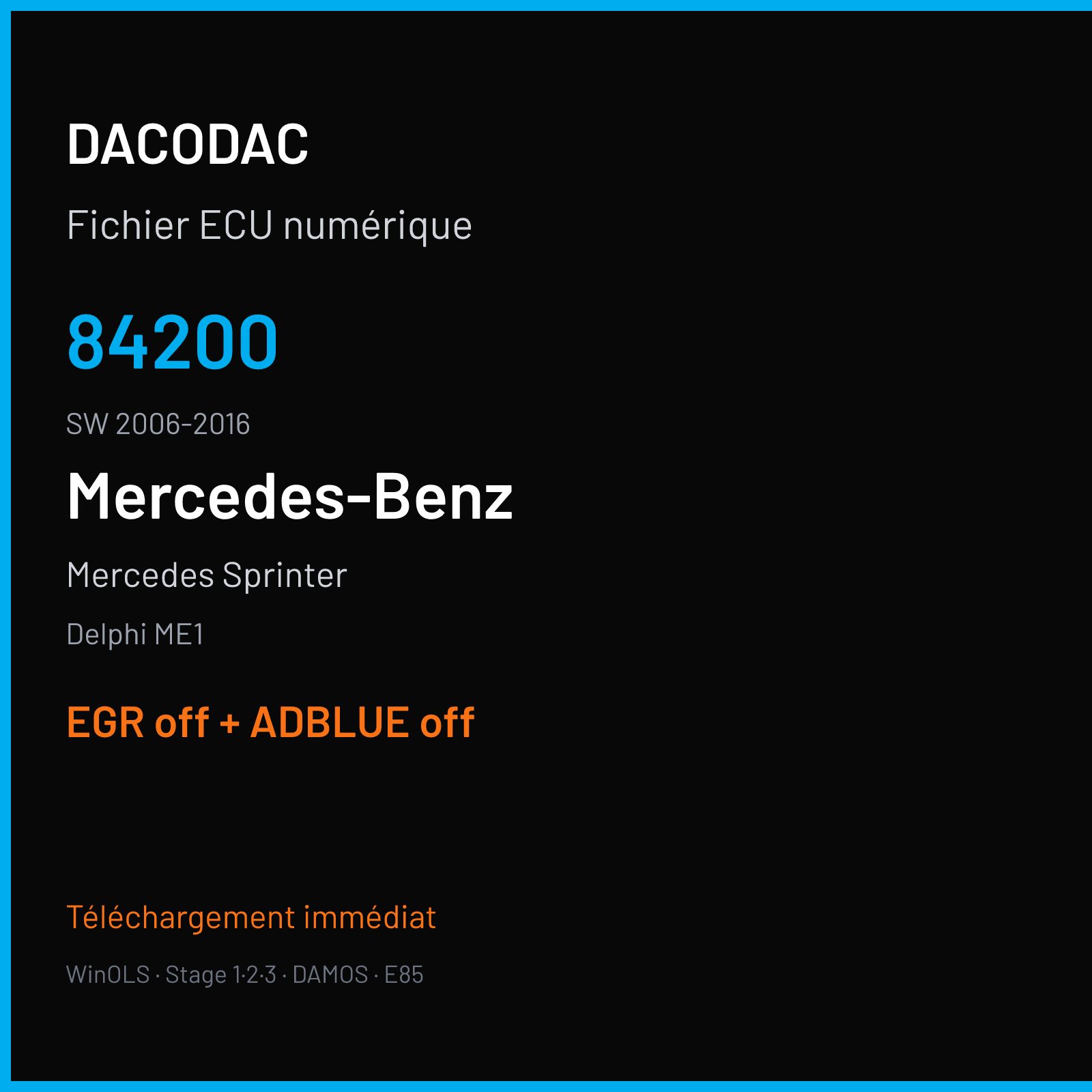 Mercedes Sprinter (2016) — Delphi ME1 — 84200 · 2006-2016 — EGR off + ADBLUE off