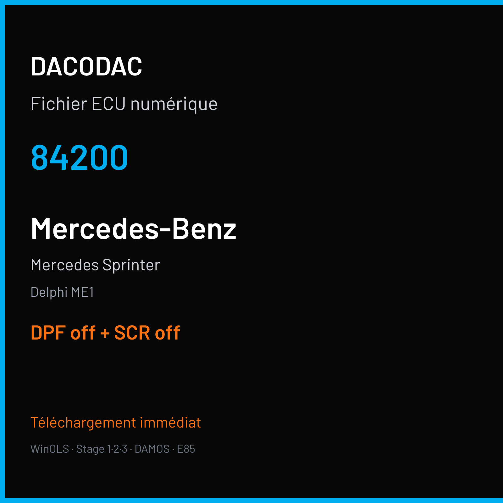 Mercedes Sprinter (2019) — Delphi ME1 — 84200 — DPF off + SCR off
