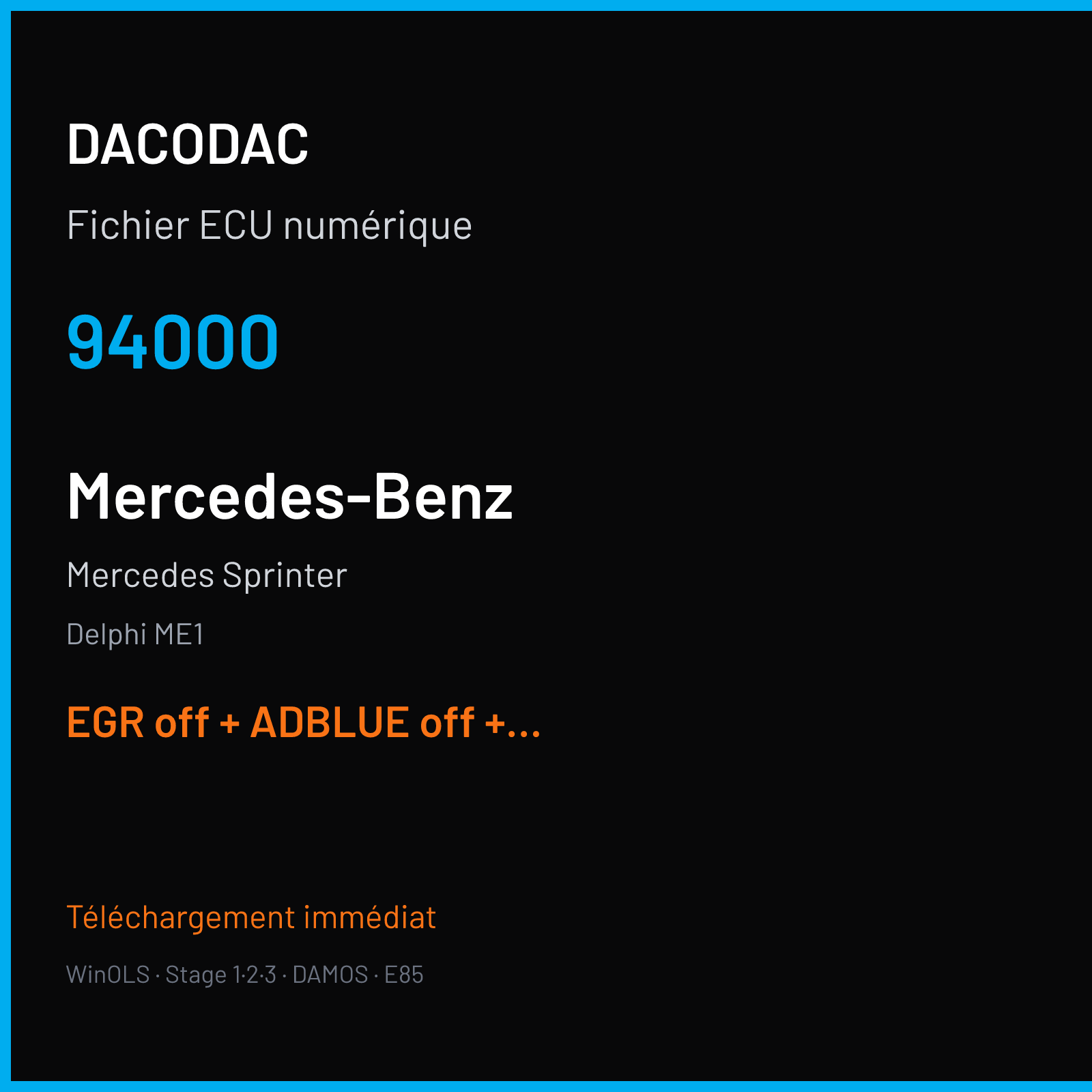 Mercedes Sprinter (2017) — Delphi ME1 — 94000 — EGR off + ADBLUE off + VMAX off