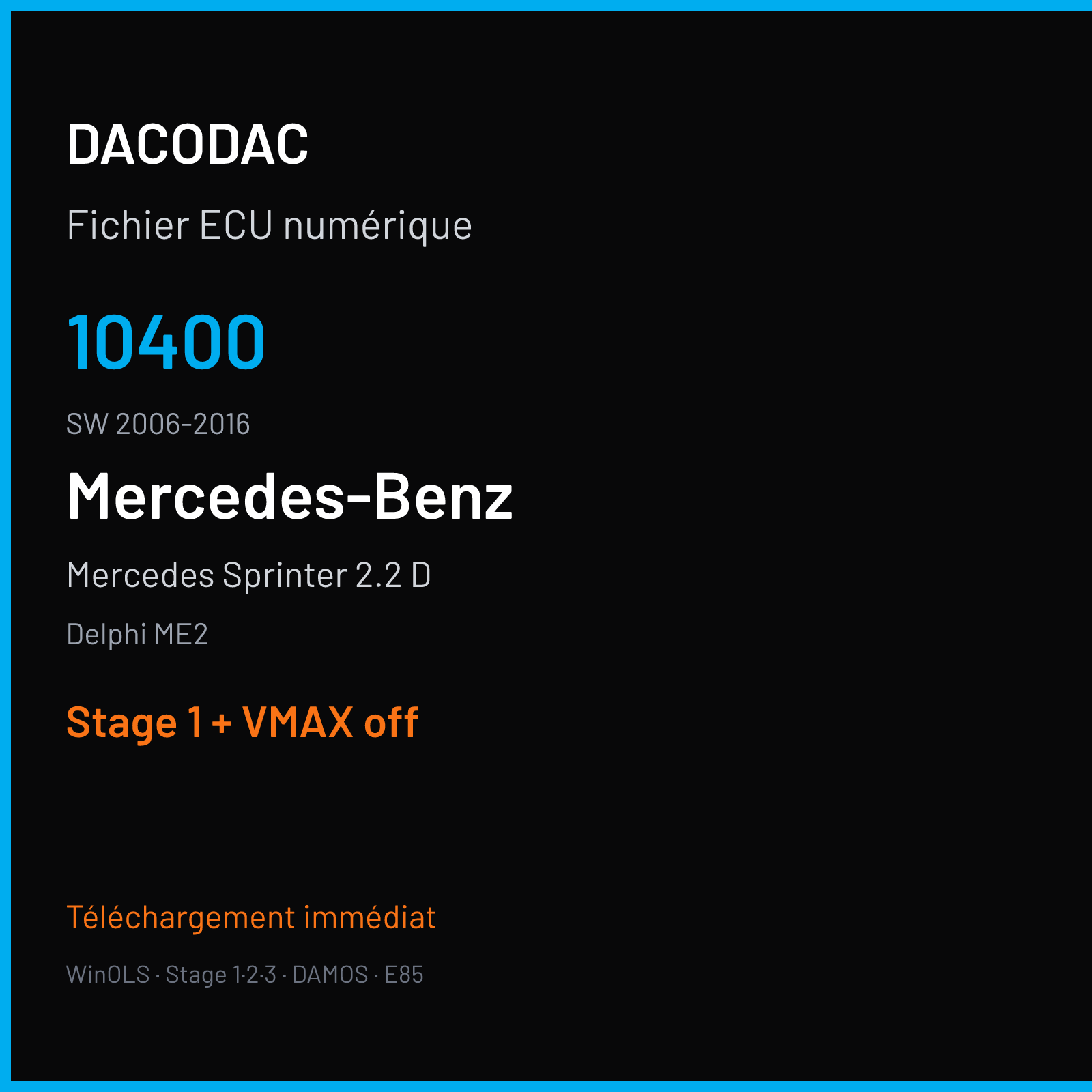 Mercedes Sprinter 2.2 D (2016) — Delphi ME2 — 10400 · 2006-2016 — Stage 1 + VMAX off