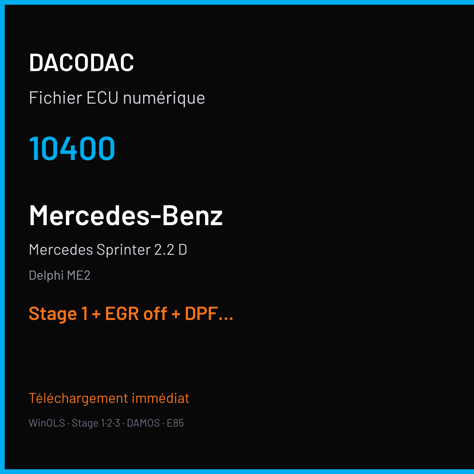 Mercedes Sprinter 2.2 D — Delphi ME2 — 10400 — Stage 1 + EGR off + DPF off + VMAX off