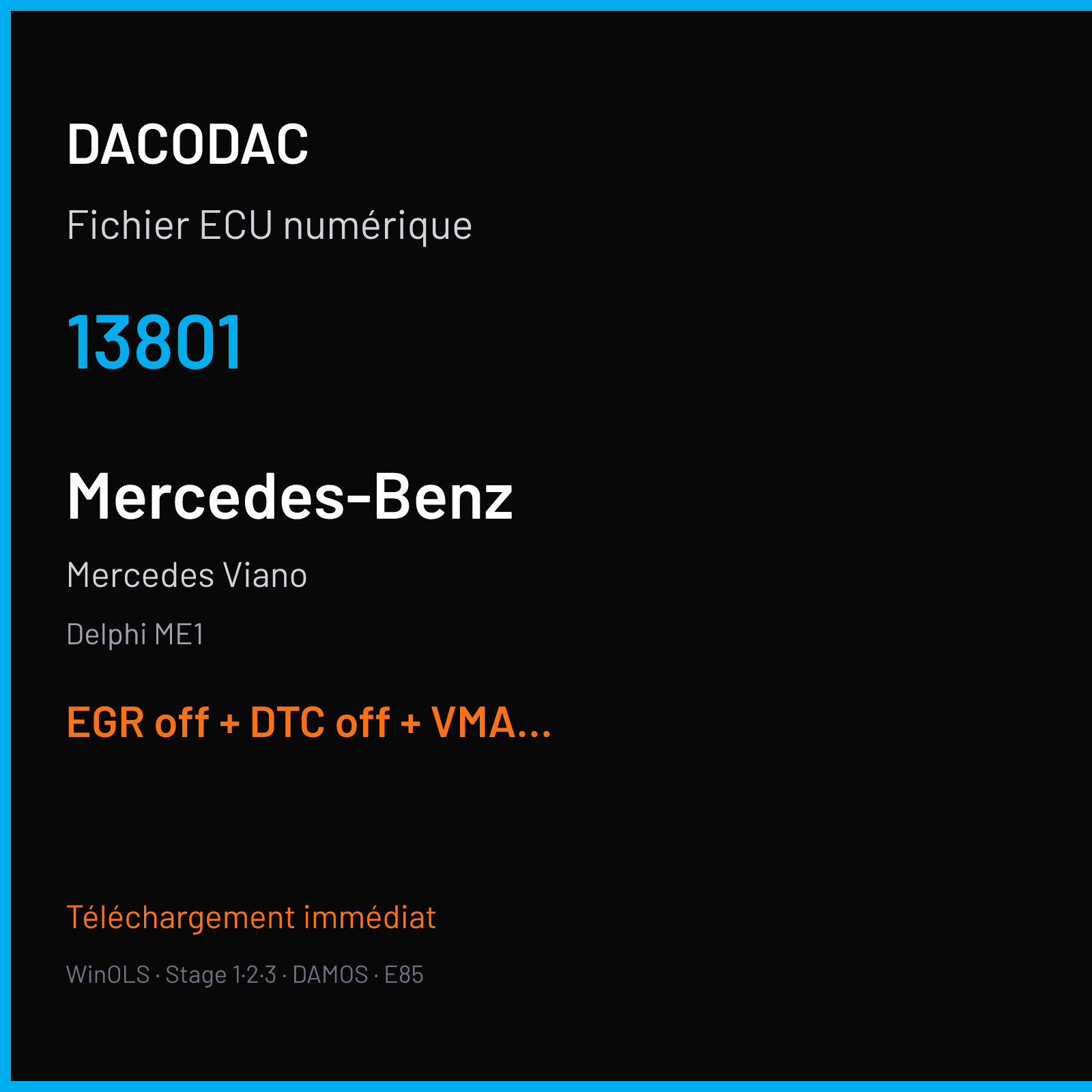 Mercedes Viano (2011) — Delphi ME1 — 13801 — EGR off + DTC off + VMAX off