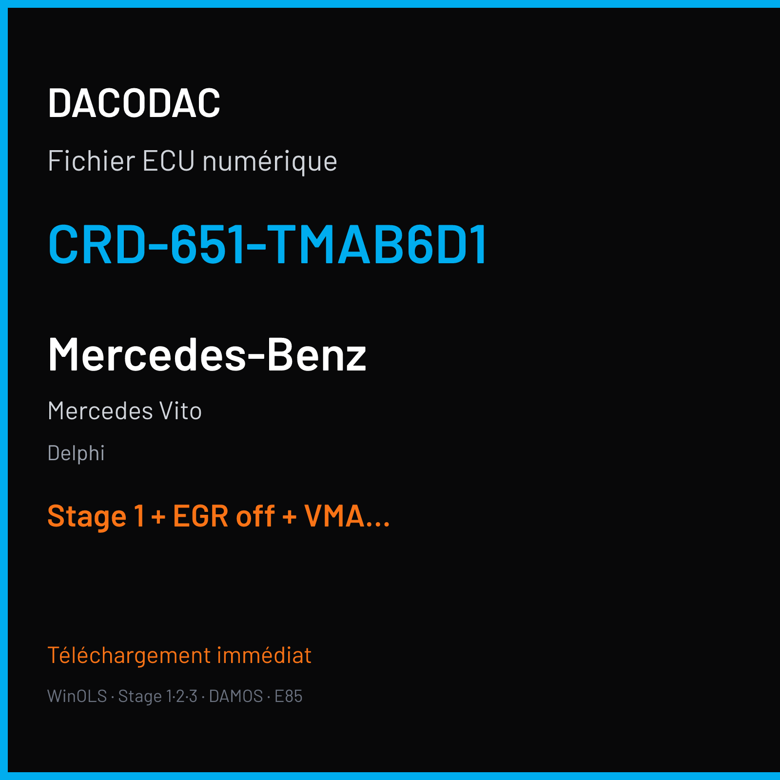 Mercedes Vito (2013) — Delphi — CRD-651-TMAB6D1 — Stage 1 + EGR off + VMAX off