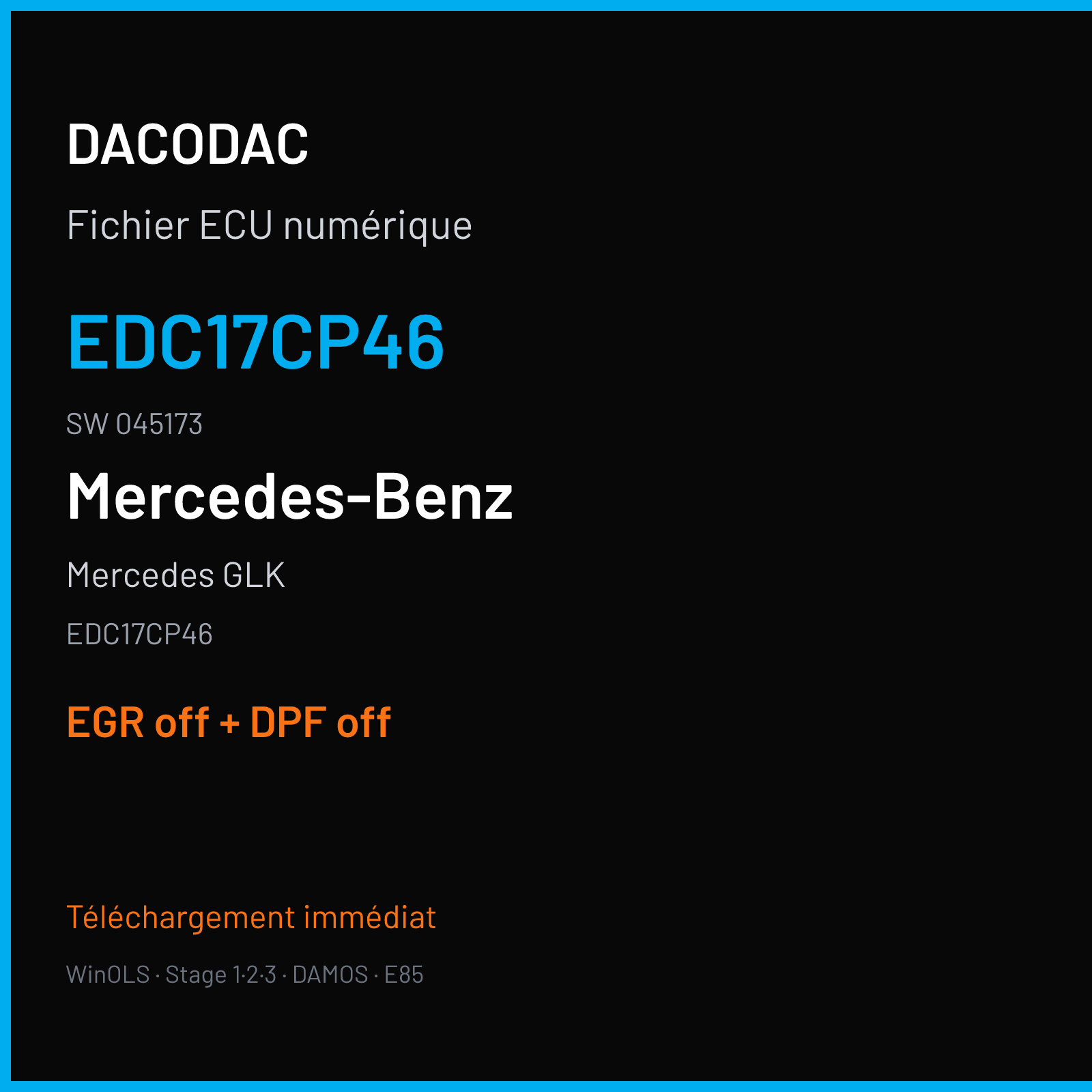 Mercedes GLK (2013) — EDC17CP46 — EDC17CP46 · 045173 — EGR off + DPF off