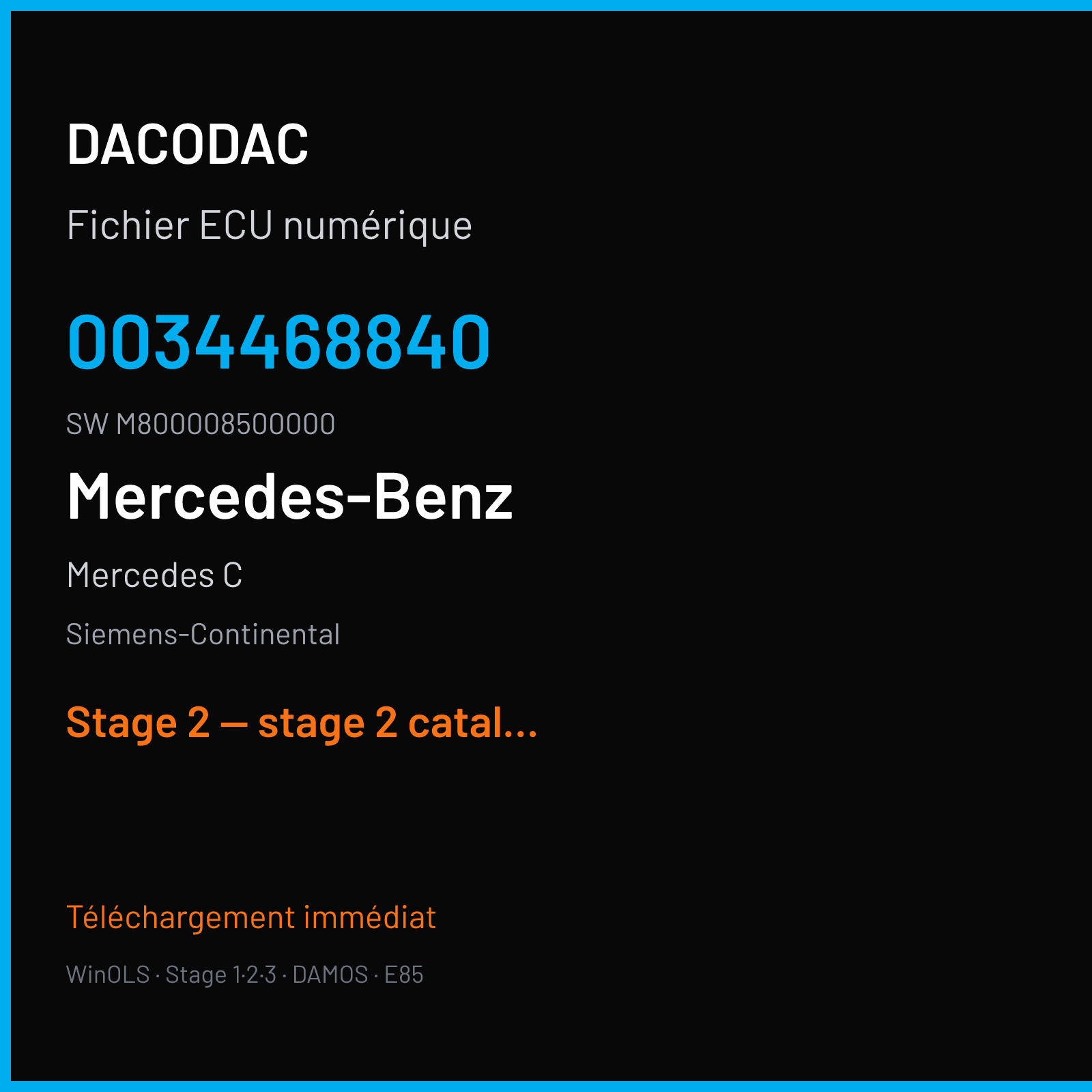 Mercedes C (2011) — Siemens-Continental — 0034468840 · M800008500000 — Stage 2 — stage 2 catalyst off made from good file 0-100 7,56sec