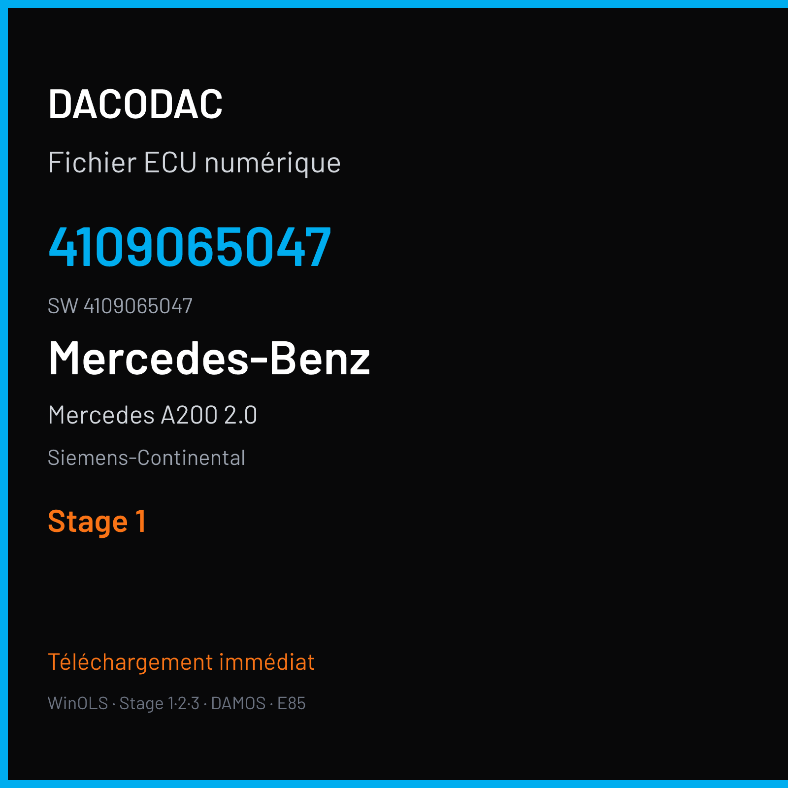 Mercedes A200 2.0 136 ch (2007) — Siemens-Continental — 4109065047 · 4109065047 · M60077 Undefined — Stage 1