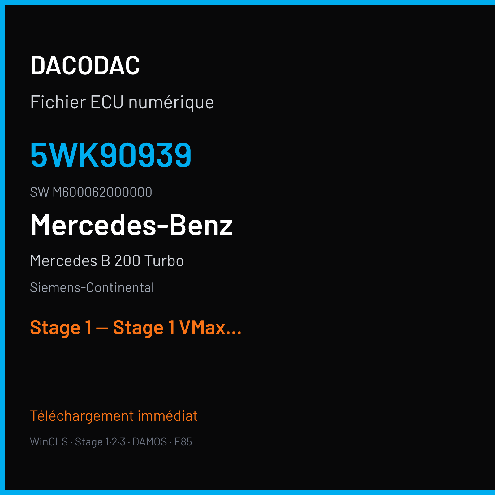 Mercedes B 200 Turbo (2006) — Siemens-Continental — 5WK90939 · M600062000000 — Stage 1 — Stage 1 VMax OFF RPM Limit Mod