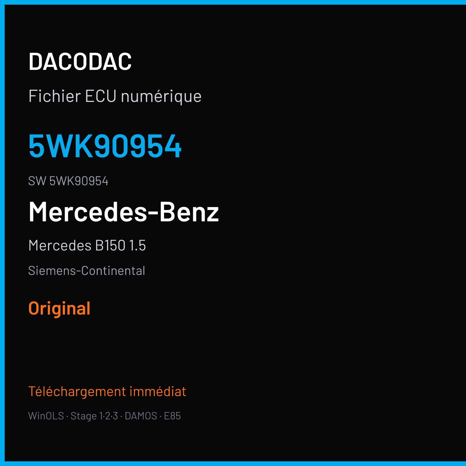 Mercedes B150 1.5 95 ch (2006) — Siemens-Continental — 5WK90954 · 5WK90954 · M60068 SIM 266 — Original