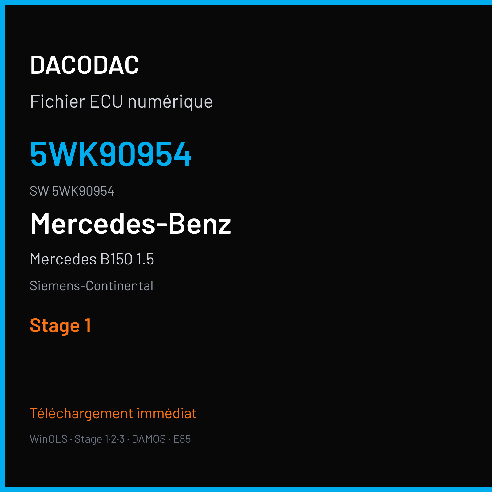 Mercedes B150 1.5 95 ch (2006) — Siemens-Continental — 5WK90954 · 5WK90954 · M60068 SIM 266 — Stage 1
