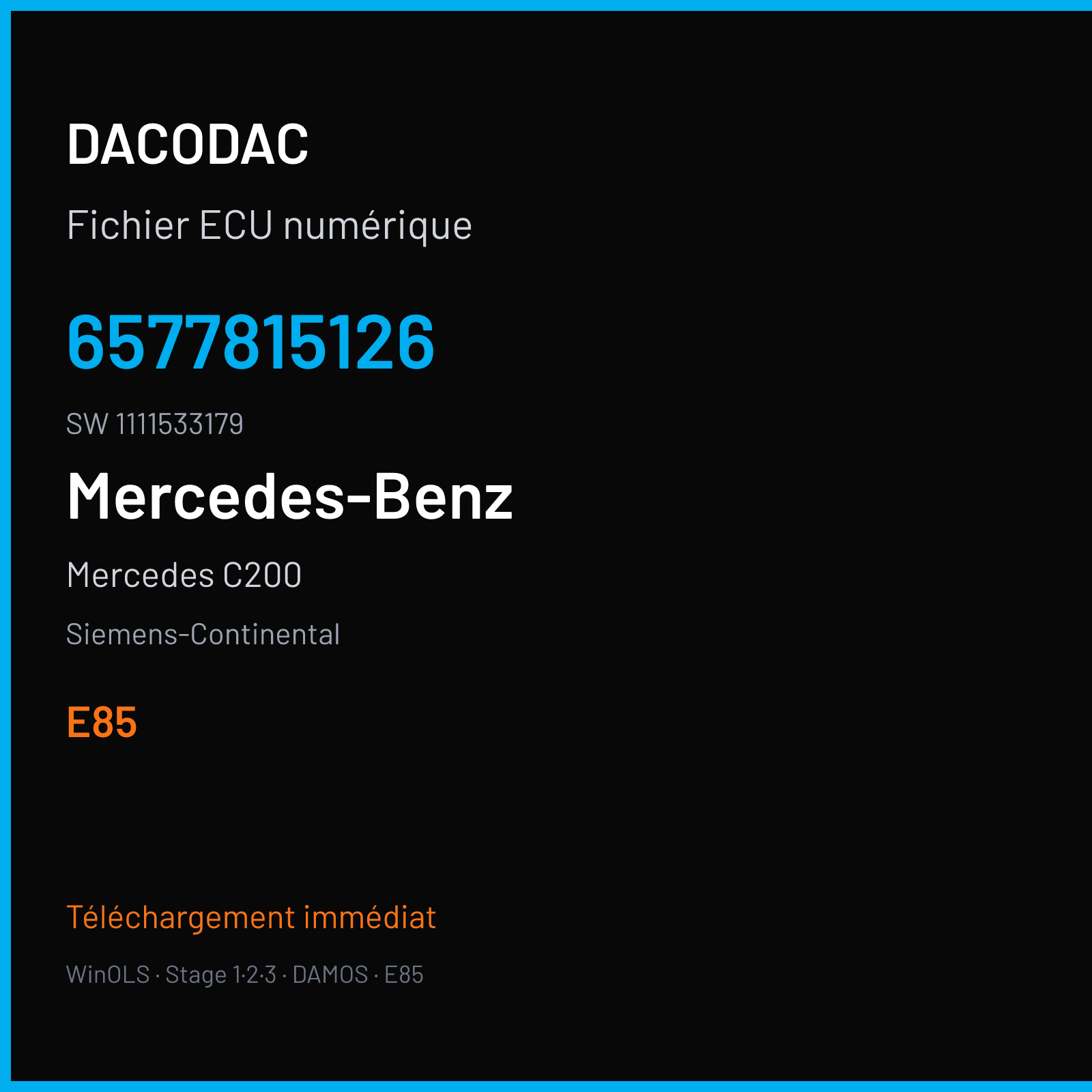 Mercedes C200 197 ch — Siemens-Continental — 6577815126 · 1111533179 · 1M10006201006 — E85