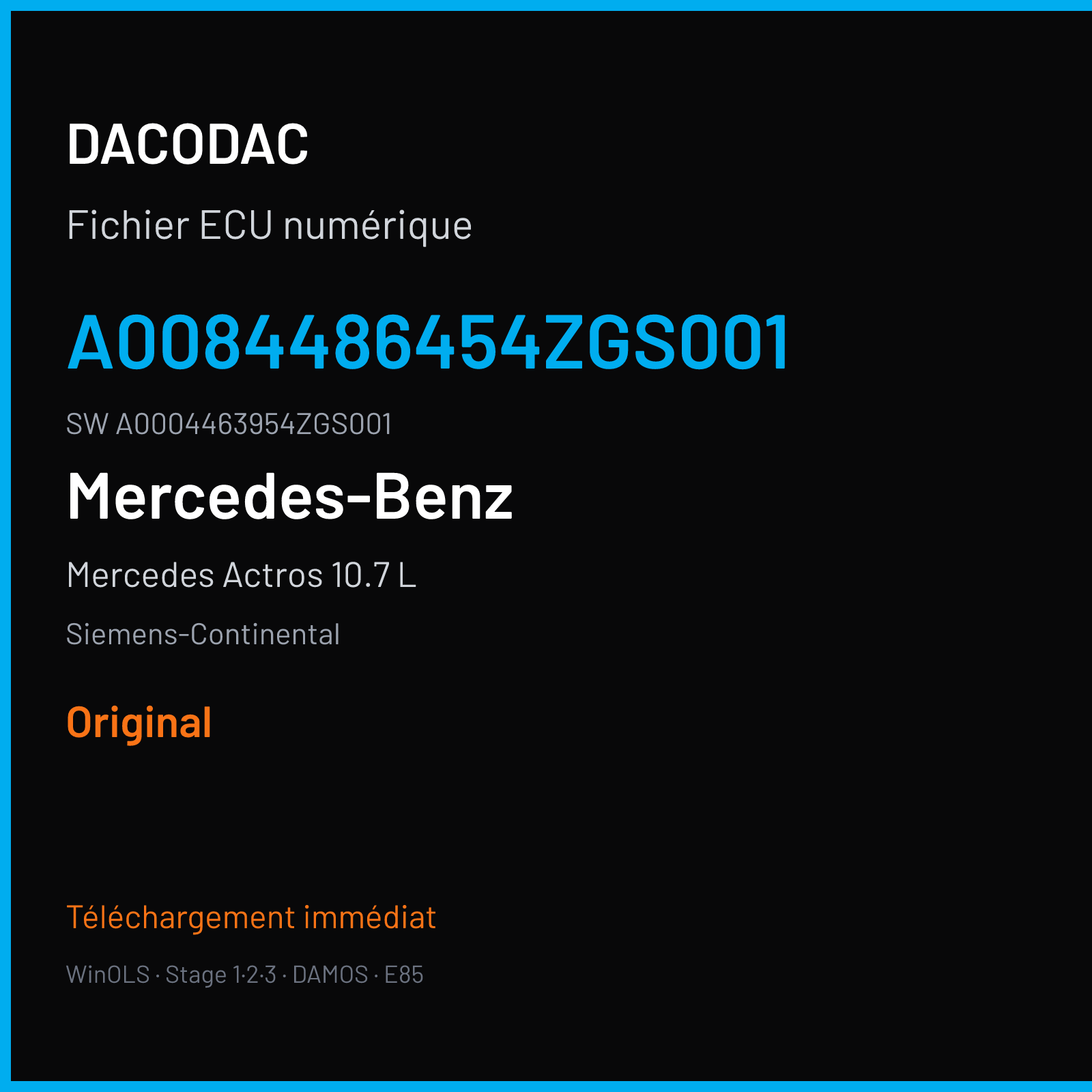 Mercedes Actros 10.7 L 428 ch — Siemens-Continental — A0084486454ZGS001 · A0004463954ZGS001 · A0184486954ZGS001 ACM2 — Original