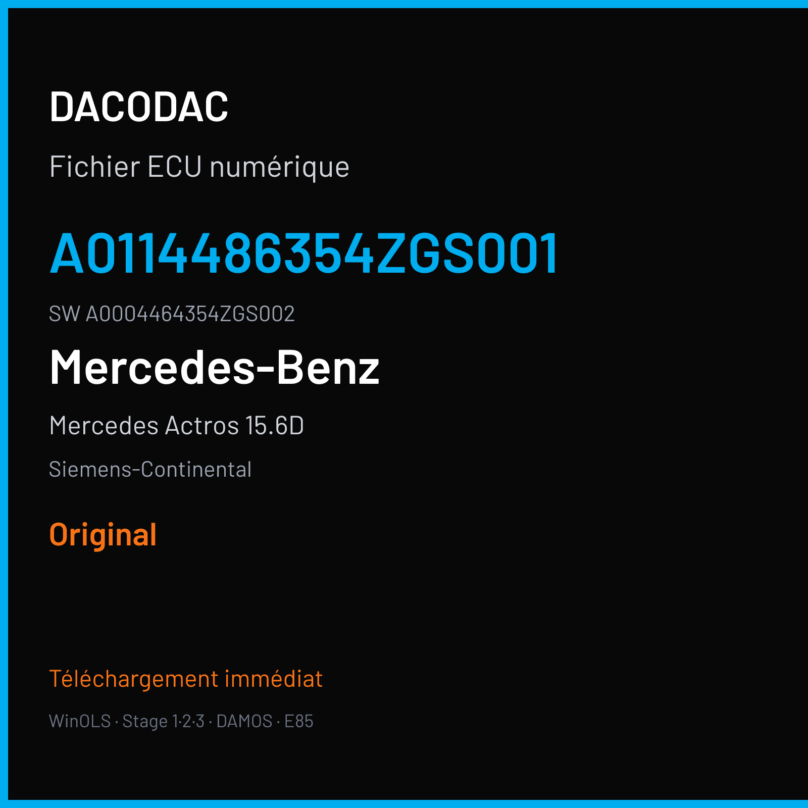 Mercedes Actros 15.6D 625 ch (2016) — Siemens-Continental — A0114486354ZGS001 · A0004464354ZGS002 · A0144486454ZGS001 ACM — Original