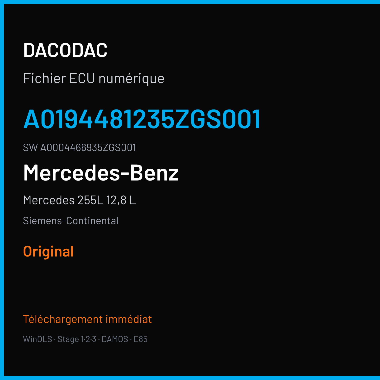 Mercedes 255L 12,8 L 510 ch — Siemens-Continental — A0194481235ZGS001 · A0004466935ZGS001 · A0454486535ZGS001 HDEP MEB — Original