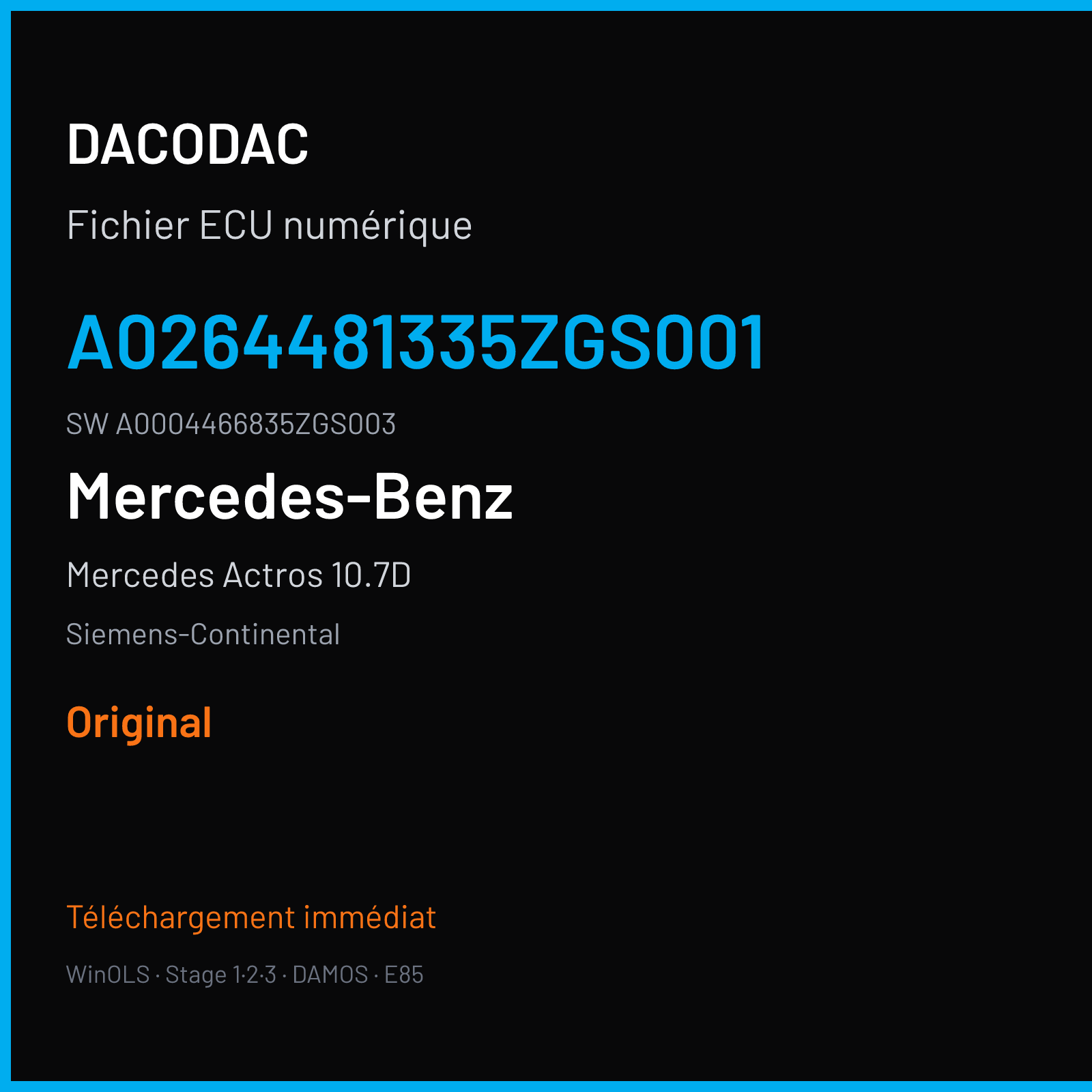 Mercedes Actros 10.7D 428 ch (2013) — Siemens-Continental — A0264481335ZGS001 · A0004466835ZGS003 · A0544486035ZGS001 HDEP — Original
