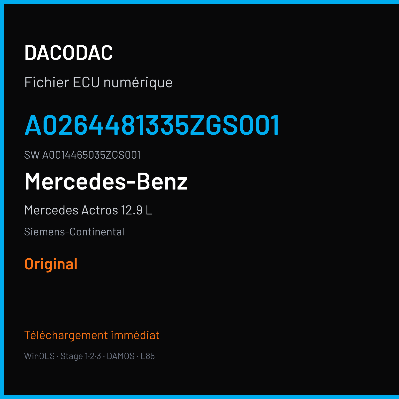 Mercedes Actros 12.9 L 510 ch — Siemens-Continental — A0264481335ZGS001 · A0014465035ZGS001 · A0324486435ZGS001 HDEP — Original