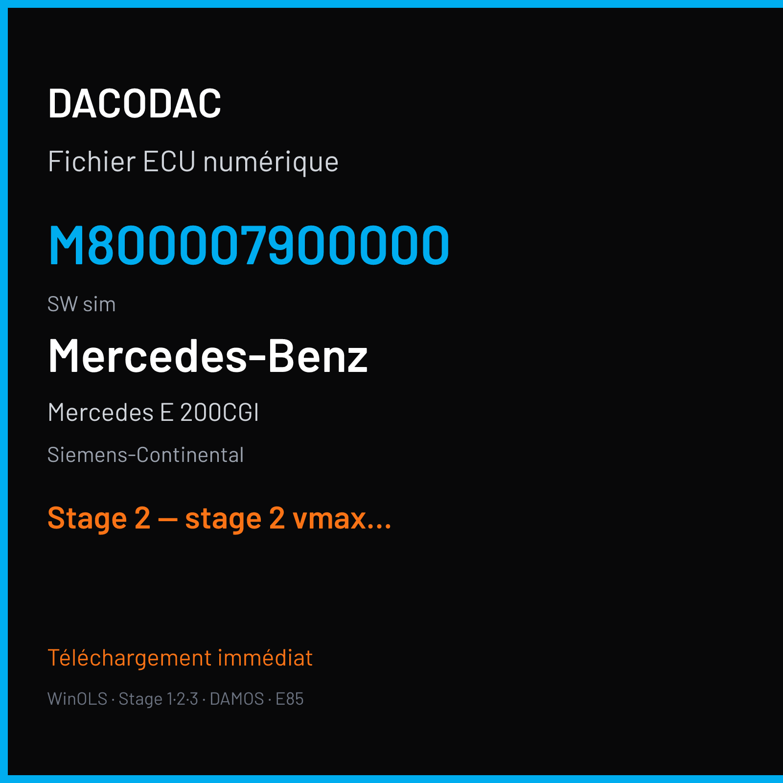 Mercedes E 200CGI (2013) — Siemens-Continental — M800007900000 · sim — Stage 2 — stage 2 vmax off catalyst off