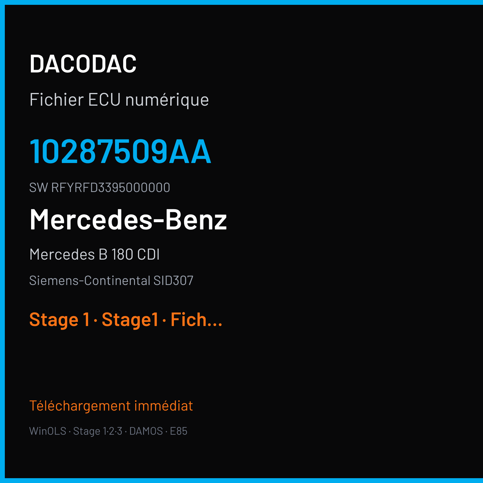 Mercedes B 180 CDI 109 ch (2014) — Siemens-Continental SID307 — 10287509AA · RFYRFD3395000000 — Stage 1