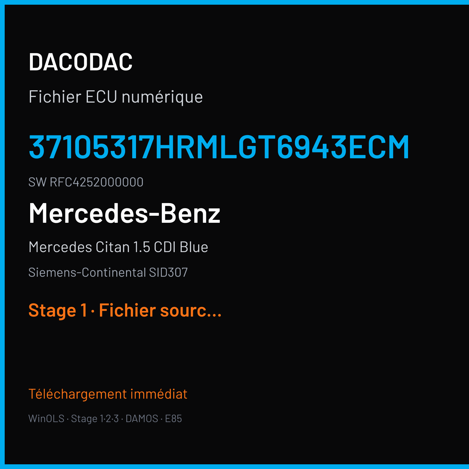 Mercedes Citan 1.5 CDI Blue (2015) — Siemens-Continental SID307 — 37105317HRMLGT6943ECM · RFC4252000000 — Stage 1