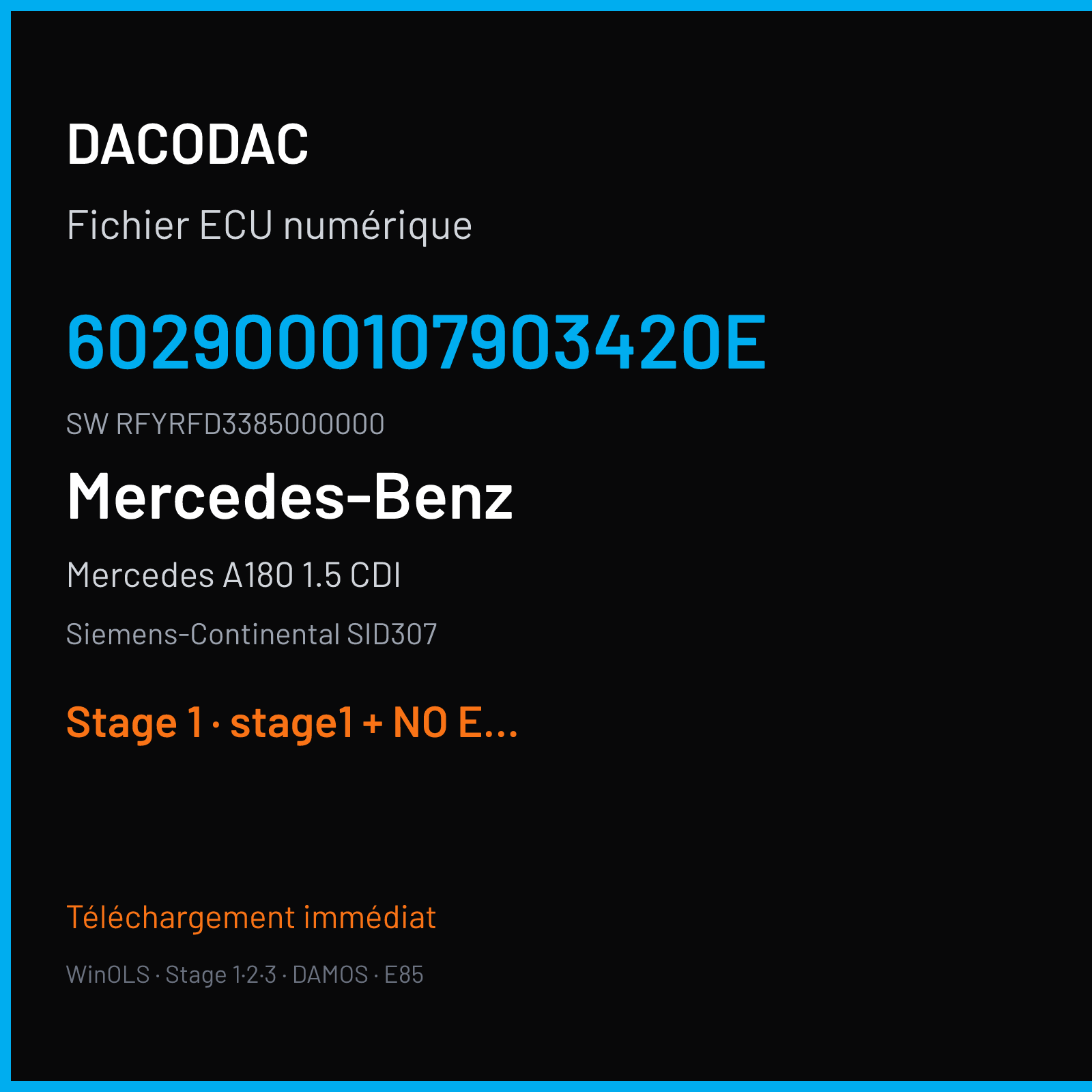 Mercedes A180 1.5 CDI (2014) — Siemens-Continental SID307 — 6029000107903420E · RFYRFD3385000000 — Stage 1