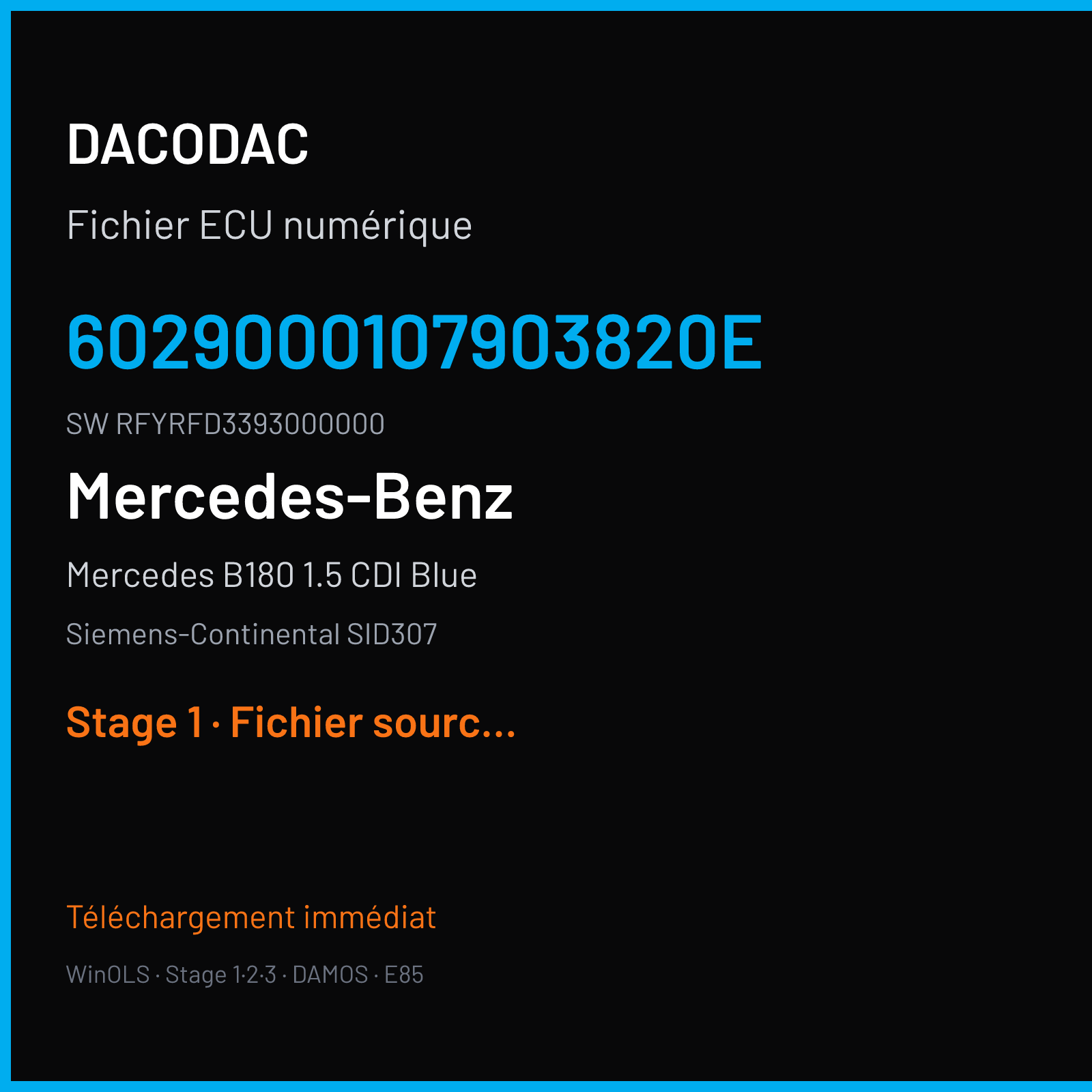 Mercedes B180 1.5 CDI Blue (2014) — Siemens-Continental SID307 — 6029000107903820E · RFYRFD3393000000 — Stage 1