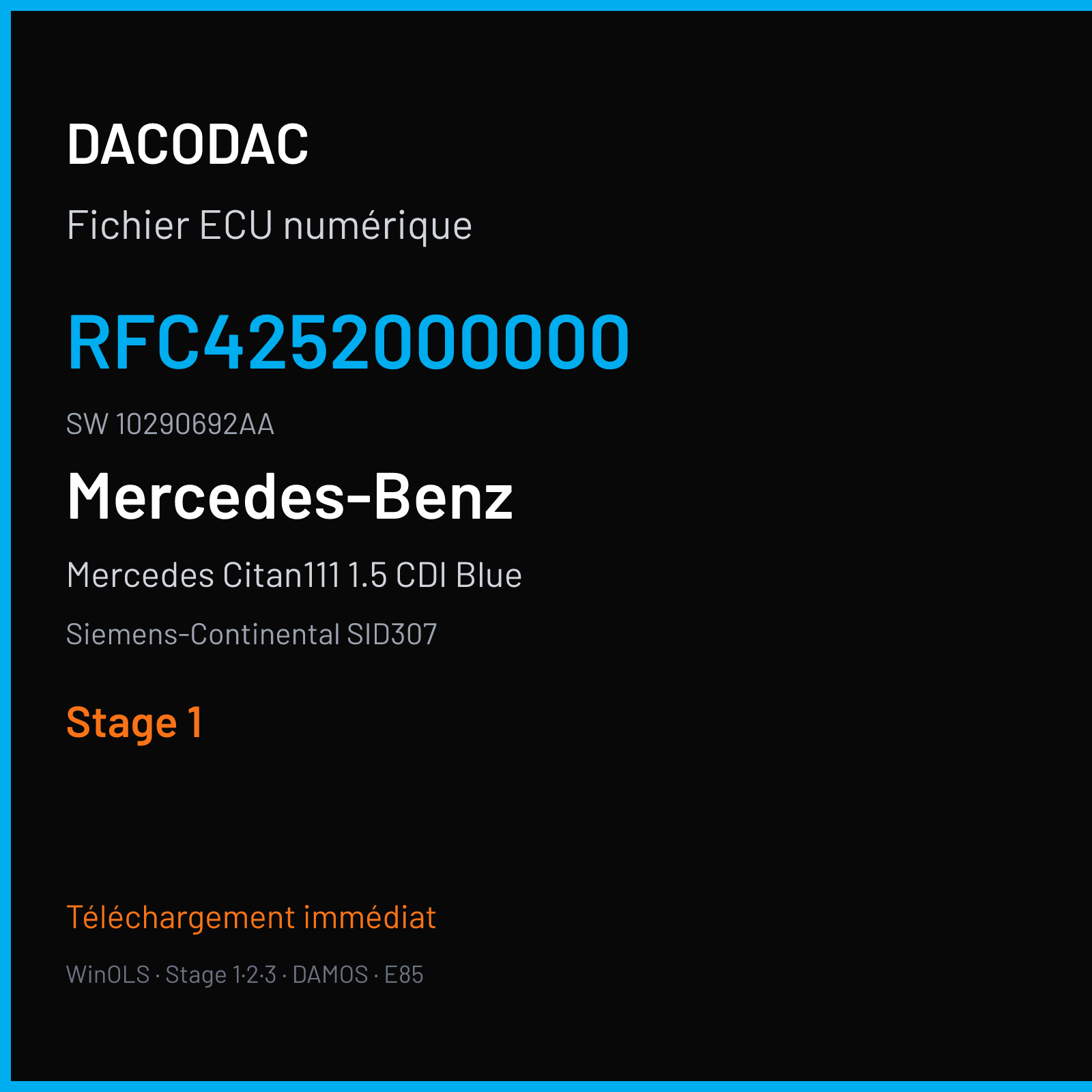 Mercedes Citan111 1.5 CDI Blue 110 ch (2015) — Siemens-Continental SID307 — RFC4252000000 · 10290692AA — Stage 1