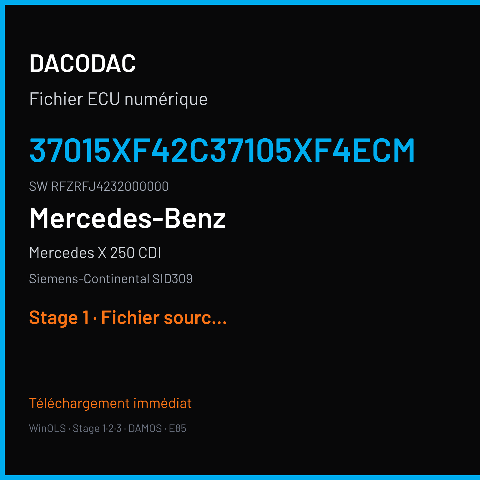 Mercedes X 250 CDI (2017) — Siemens-Continental SID309 — 37015XF42C37105XF4ECM · RFZRFJ4232000000 — Stage 1