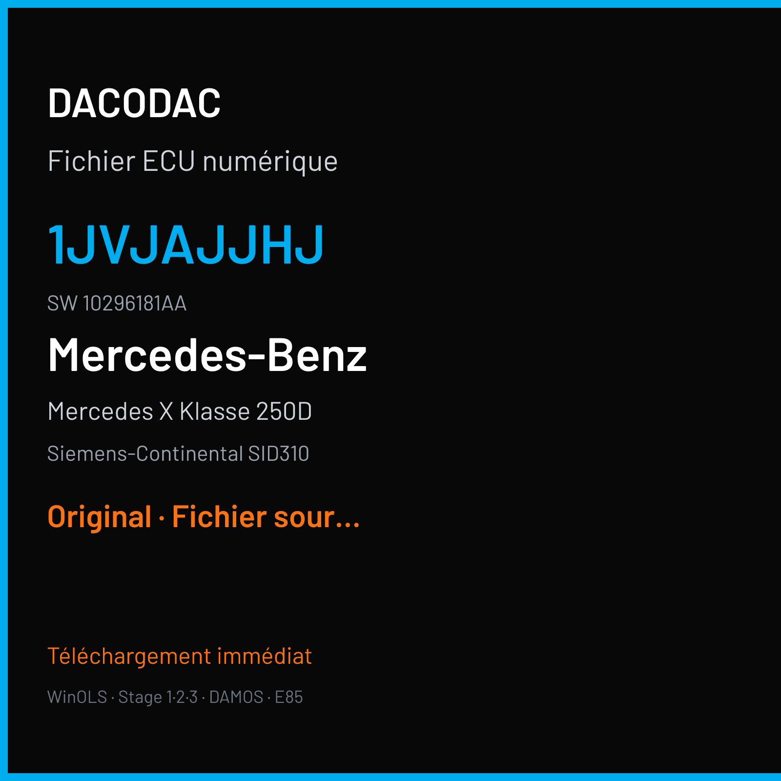 Mercedes X Klasse 250D 190 ch (2018) — Siemens-Continental SID310 — 1JVJAJJHJ · 10296181AA · RFZRFJ4232000000 — Original