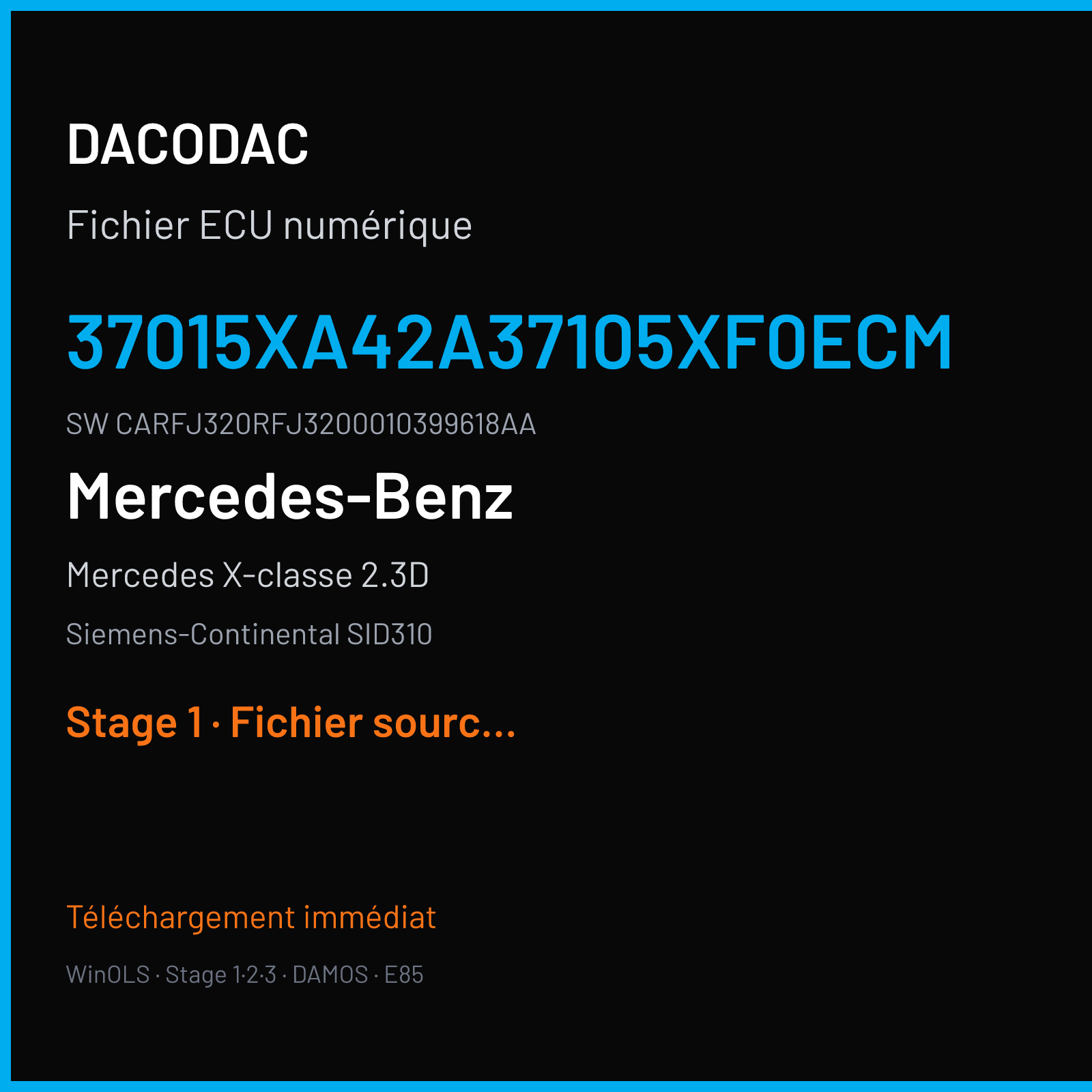 Mercedes X-classe 2.3D 163 ch (2018) — Siemens-Continental SID310 — 37015XA42A37105XF0ECM · CARFJ320RFJ3200010399618AA — Stage 1