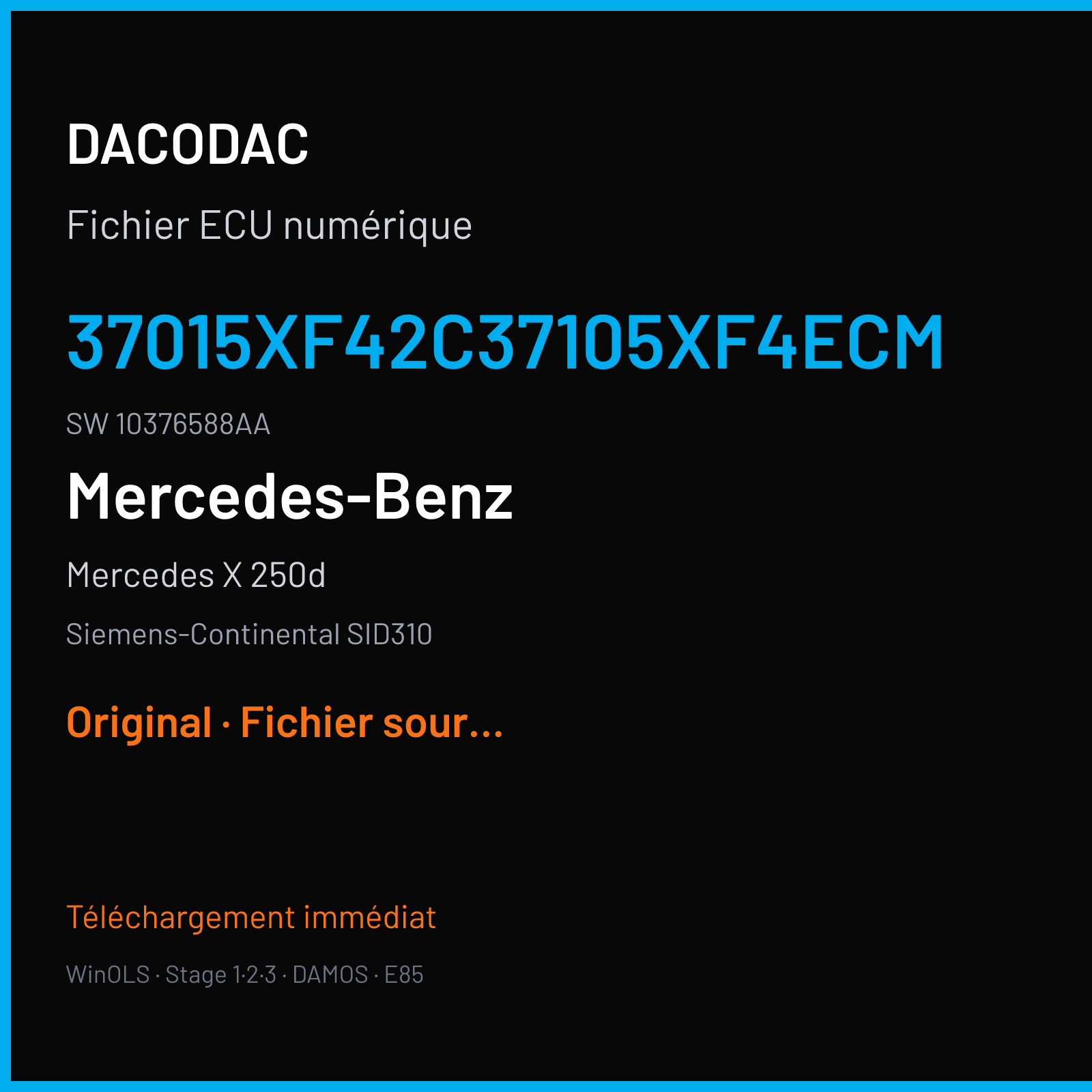 Mercedes X 250d (2017) — Siemens-Continental SID310 — 37015XF42C37105XF4ECM · 10376588AA — Original